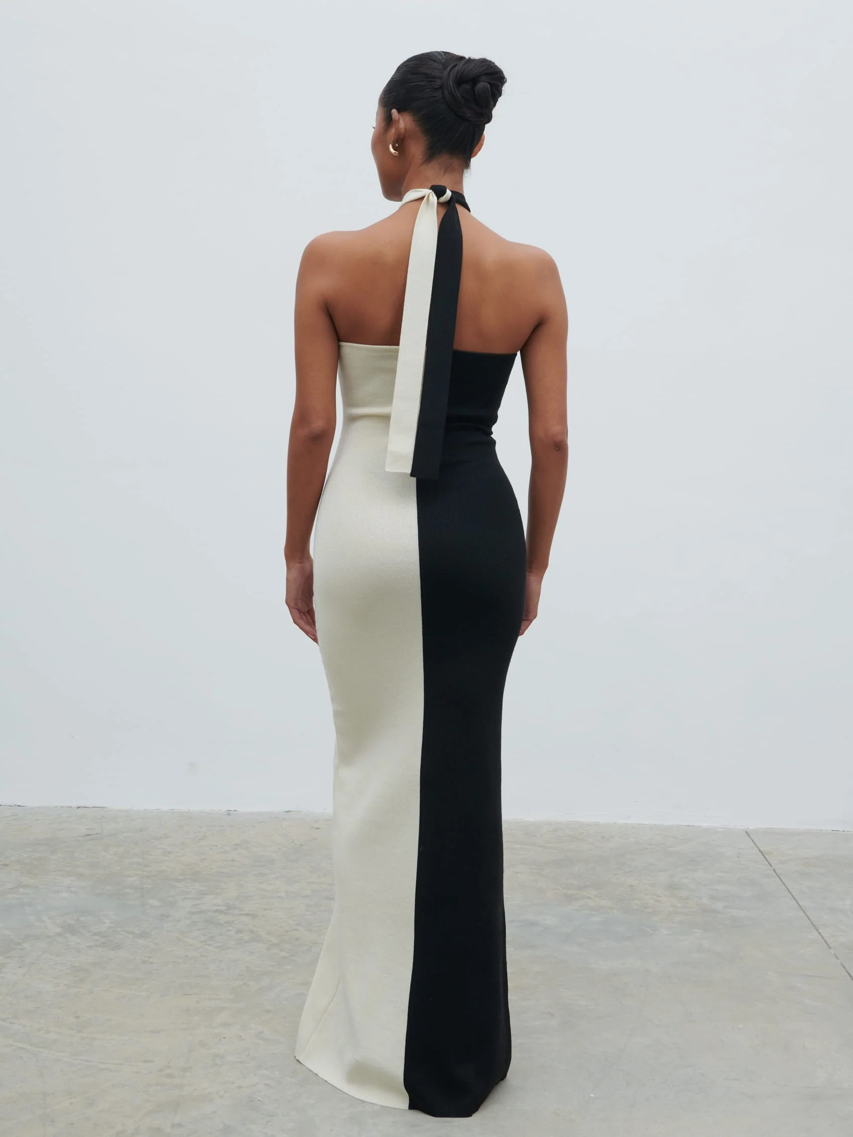 Berkley Contrast Knit Maxi Dress - Cream and Black - Image 7