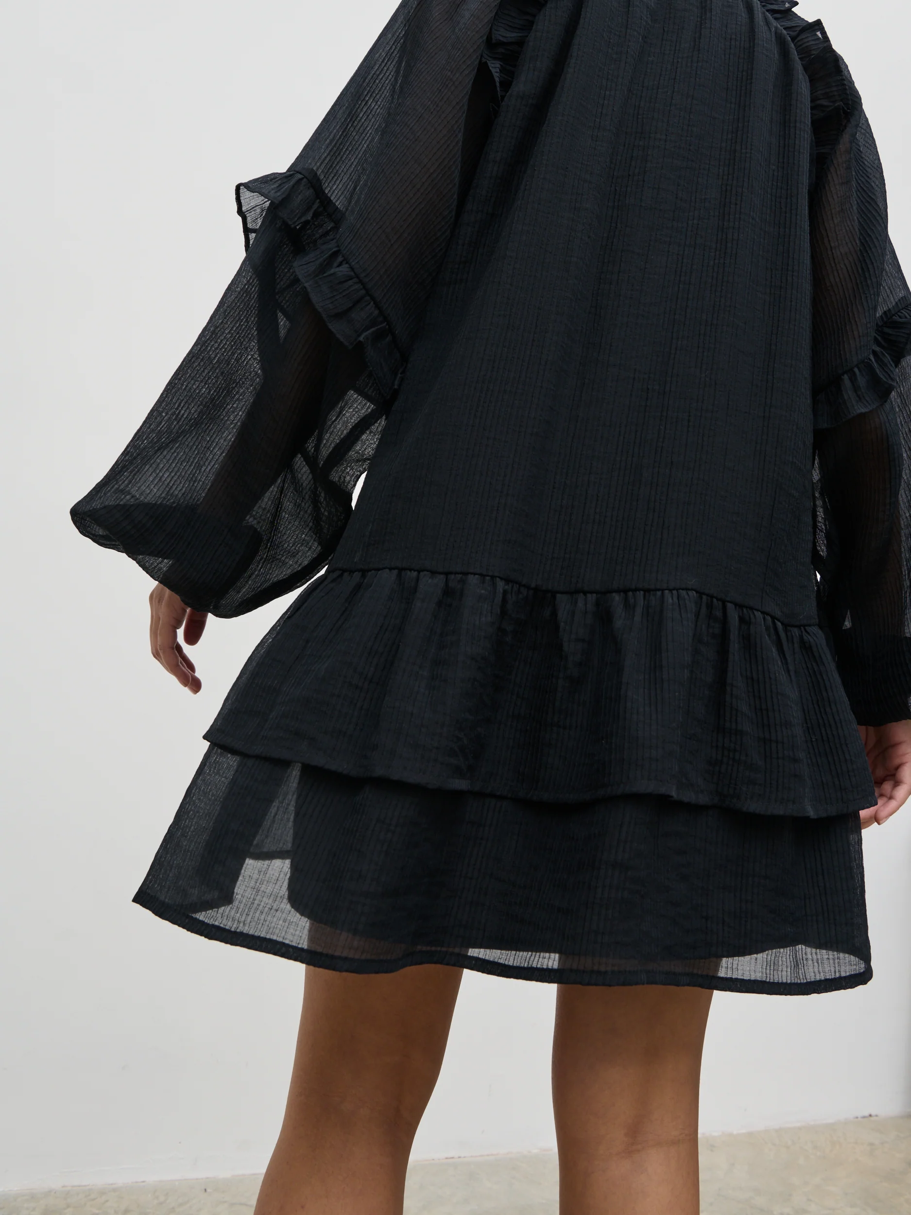 Betsy Long Sleeve Mini Dress - Black - Image 3
