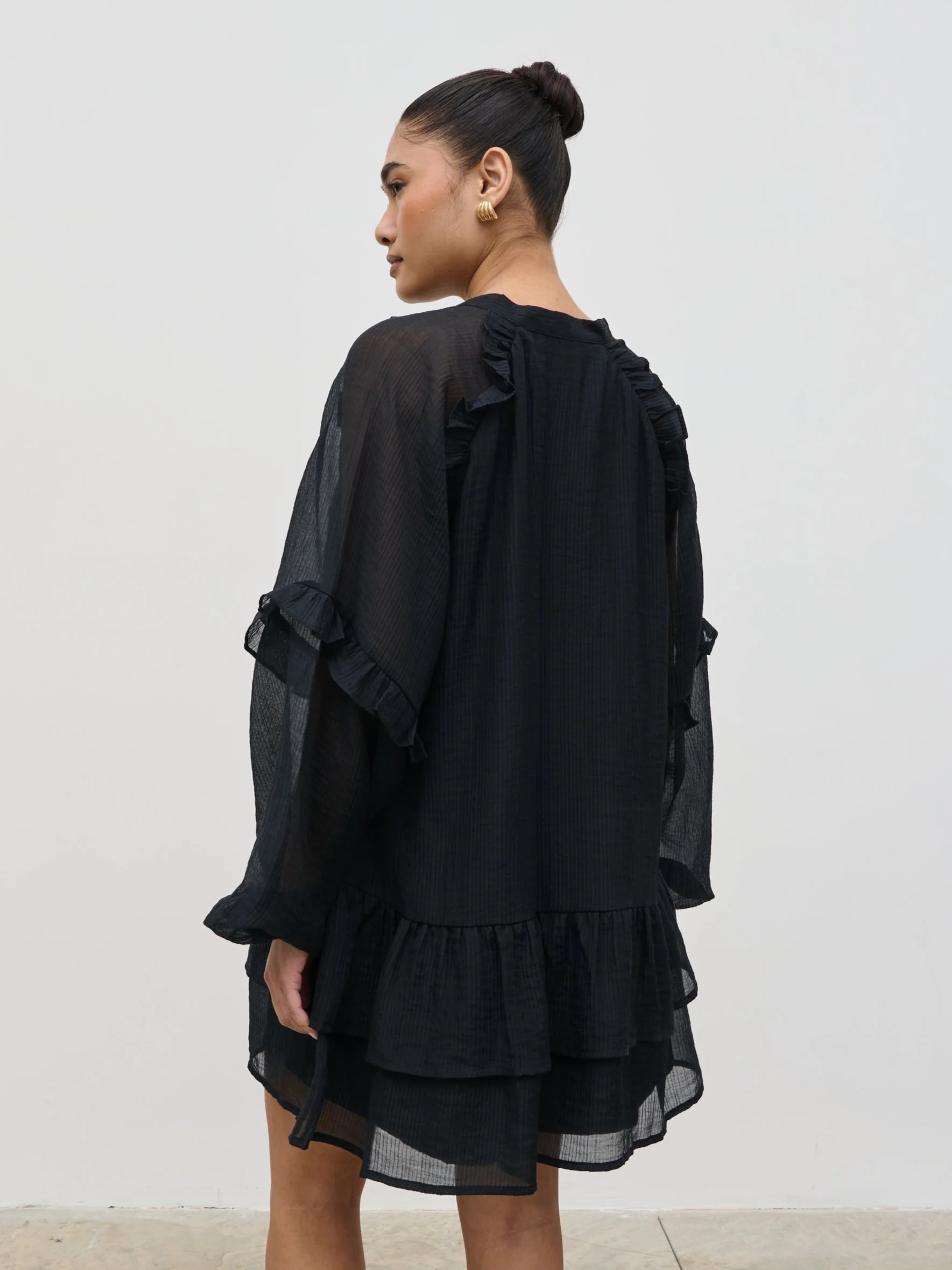 Betsy Long Sleeve Mini Dress - Black - Image 5