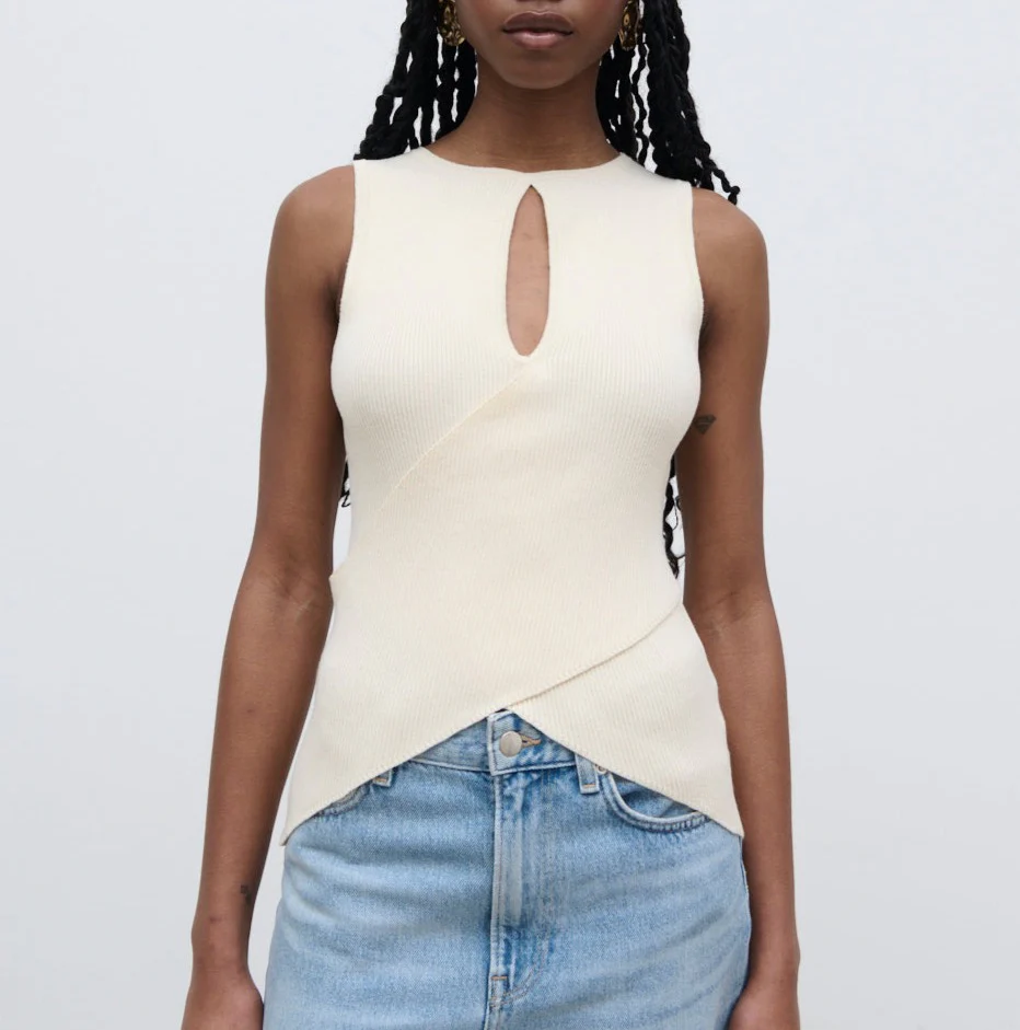 Bexley Cross Front Knit Top - Cream - Image 2