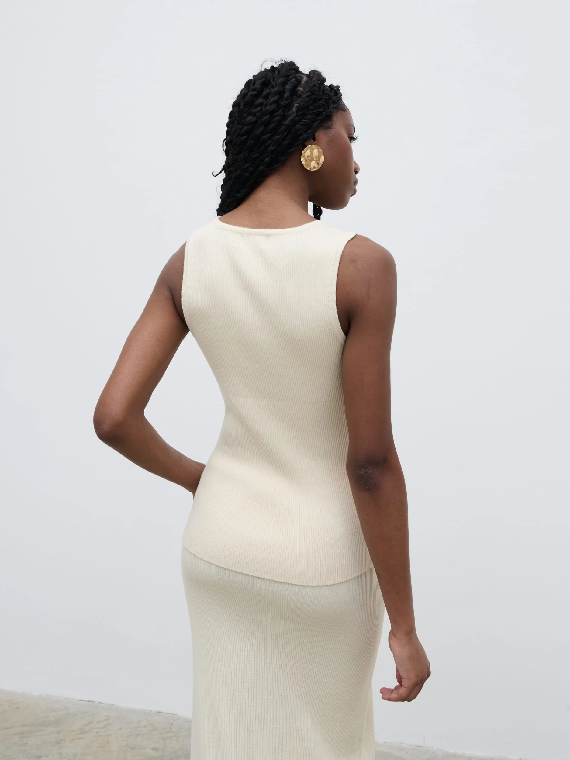 Bexley Cross Front Knit Top - Cream - Image 4