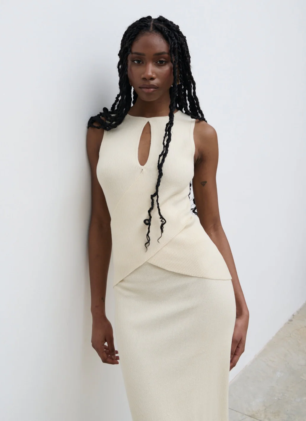 Bexley Cross Front Knit Top - Cream - Image 5