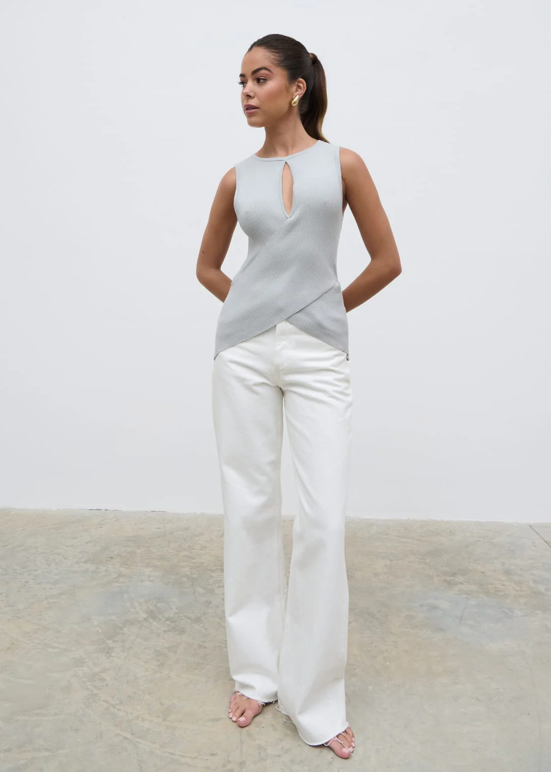 Bexley Cross Front Knit Top - Light Blue - Image 2
