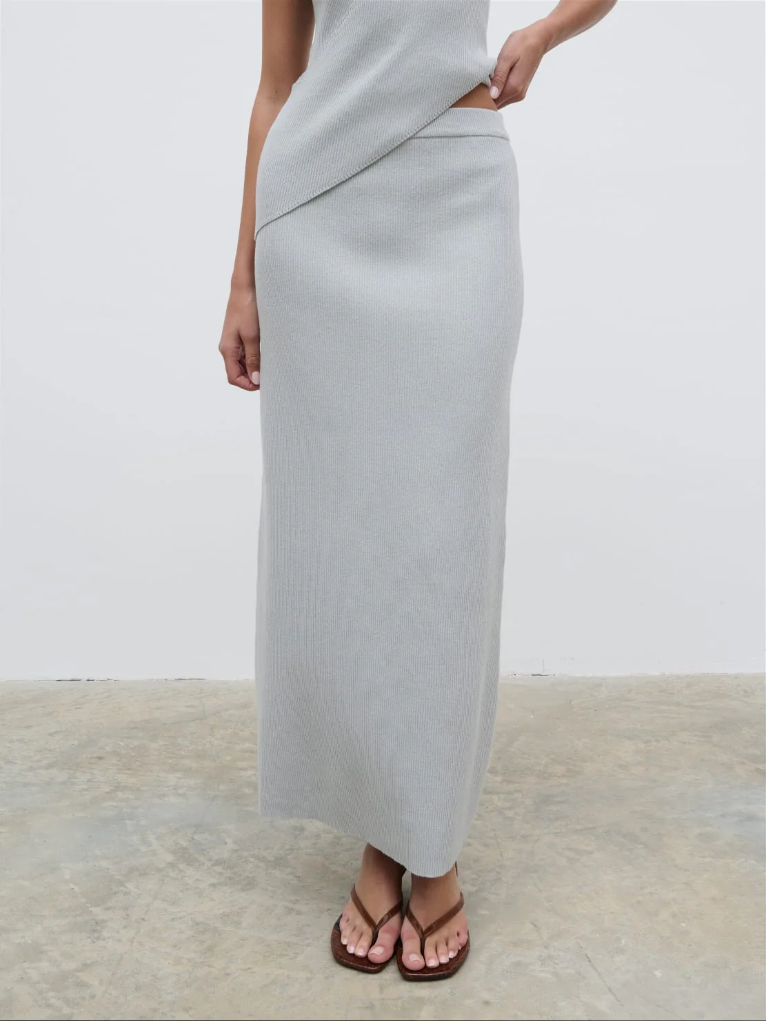 Bexley Knit Midaxi Skirt - Light Blue - Image 3