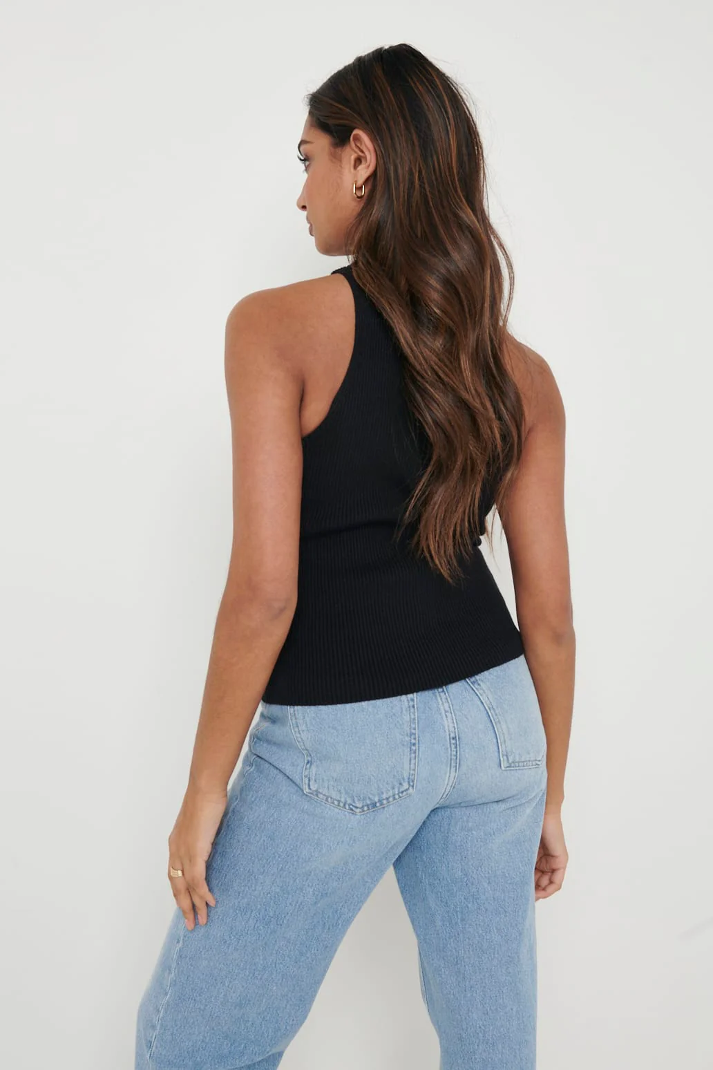 BILLIE RIBBED RACER TEE - BLACK - Image 4