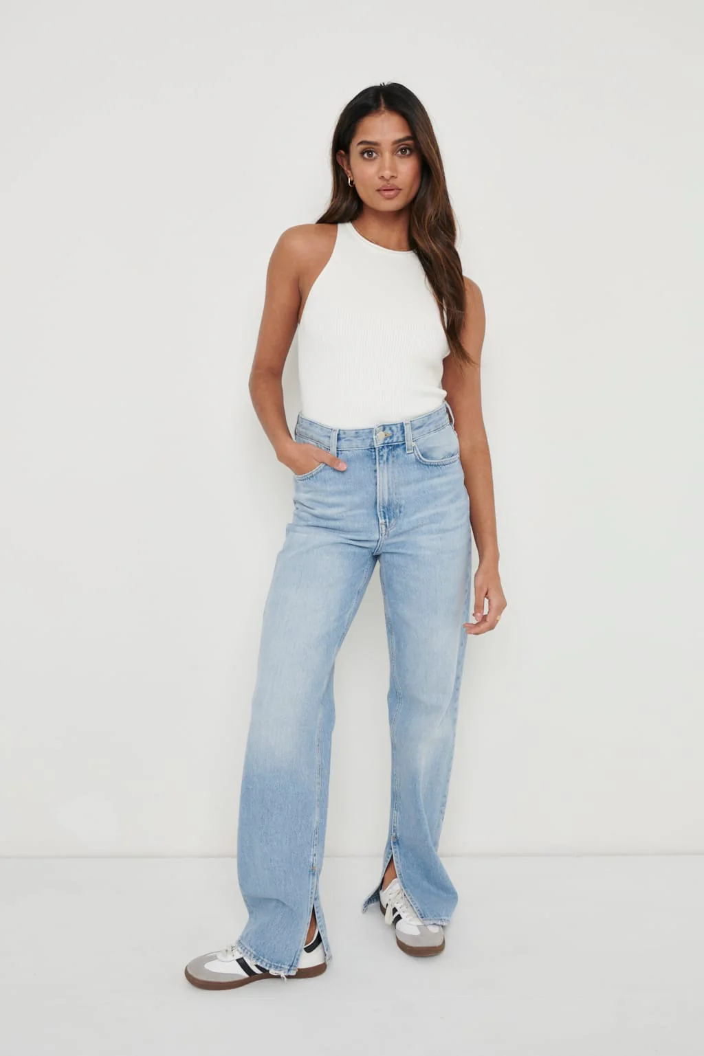 Billie Ribbed Racer Tee - Cream - Image 2