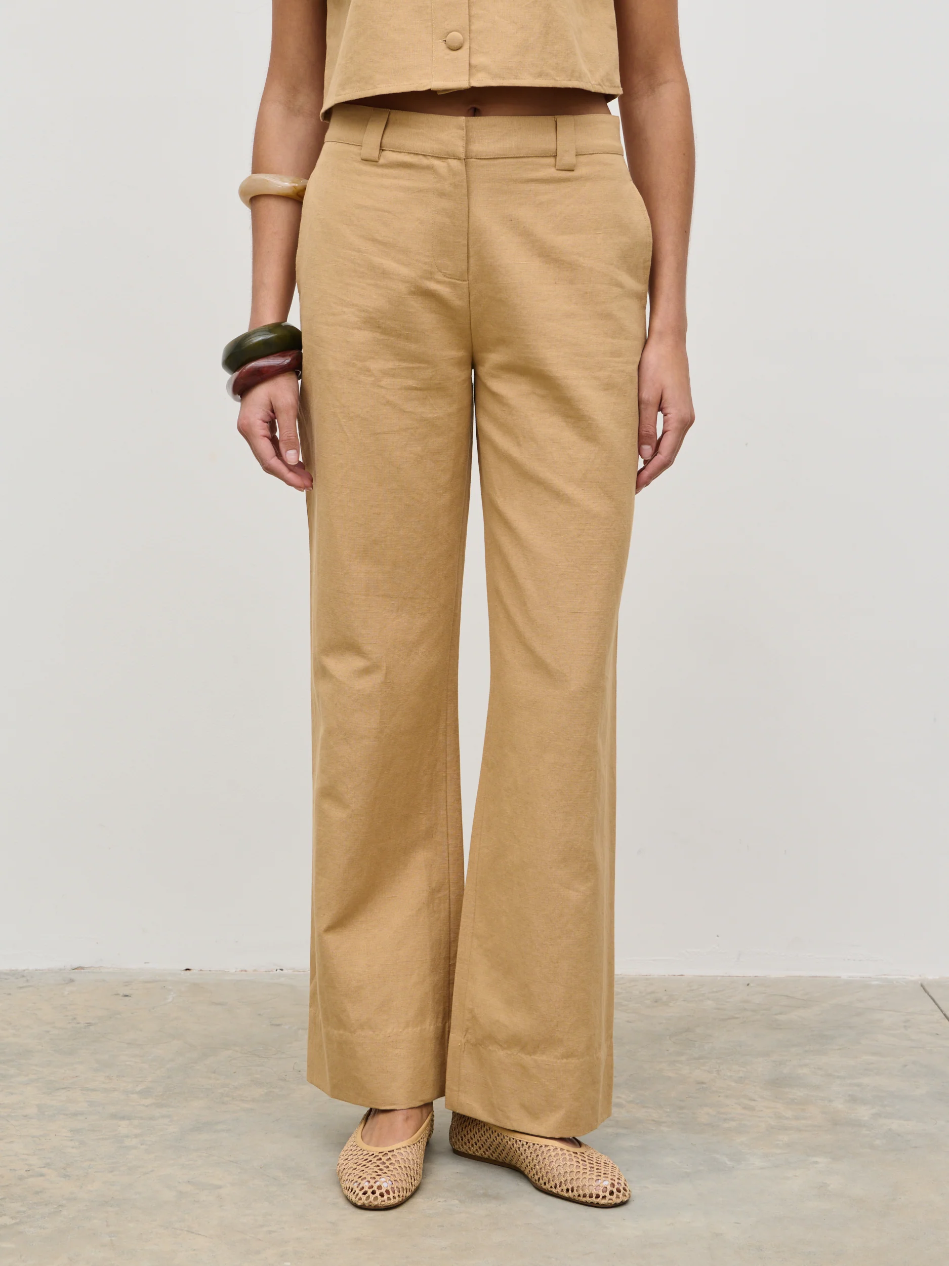 Blair Linen Trousers - Camel - Image 3
