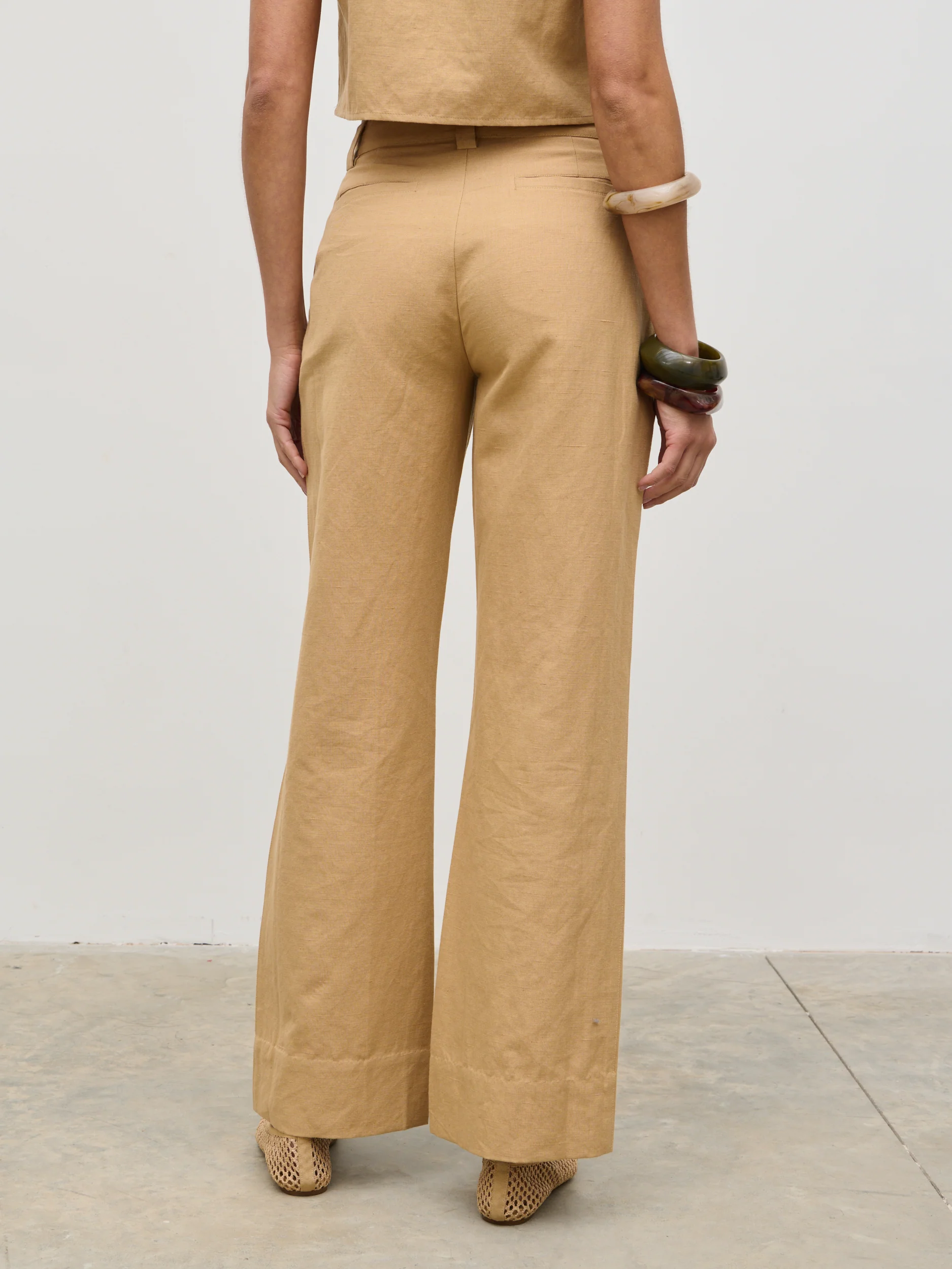 Blair Linen Trousers - Camel - Image 4