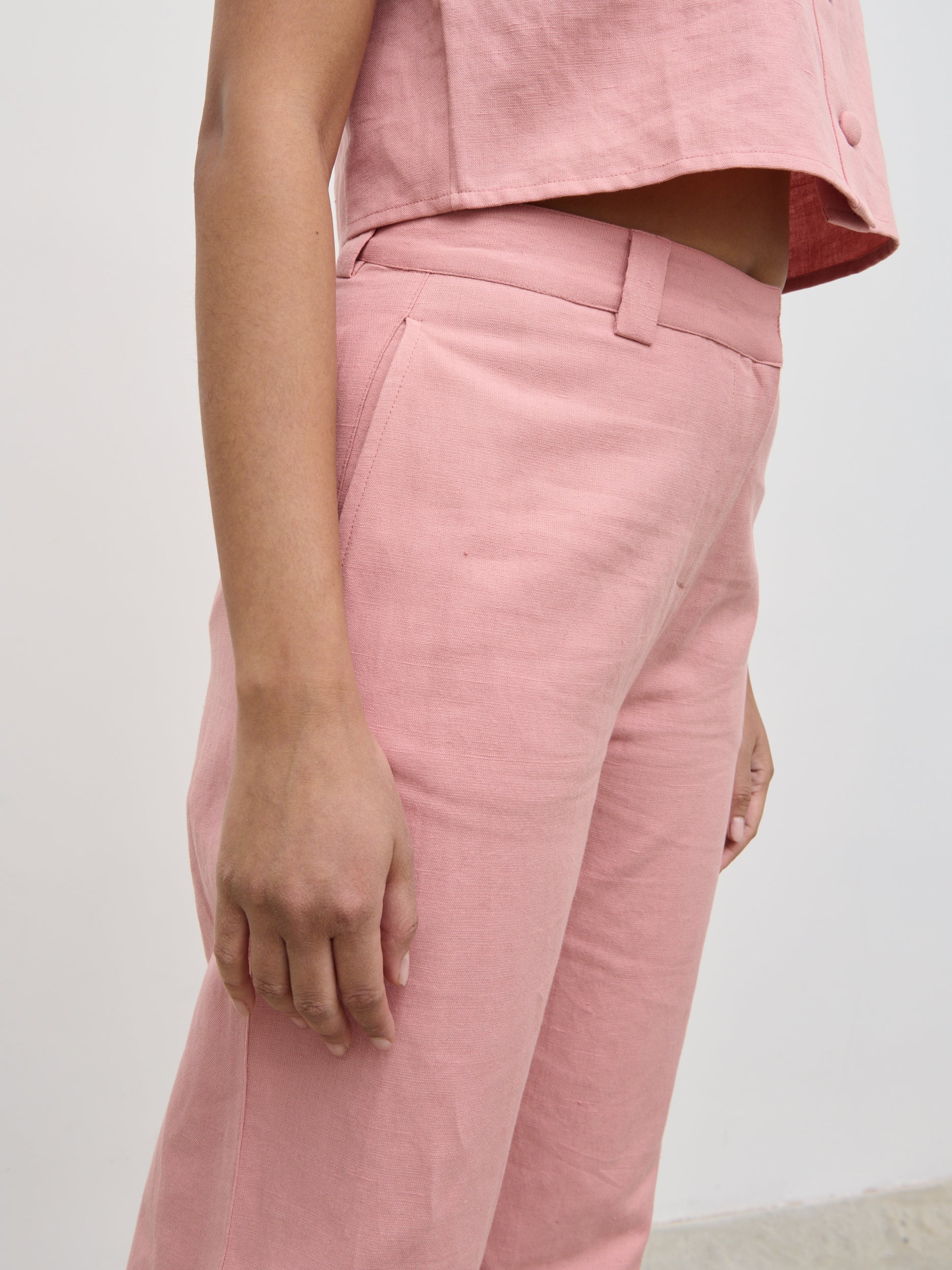 Blair Linen Trousers - Pink - Image 3