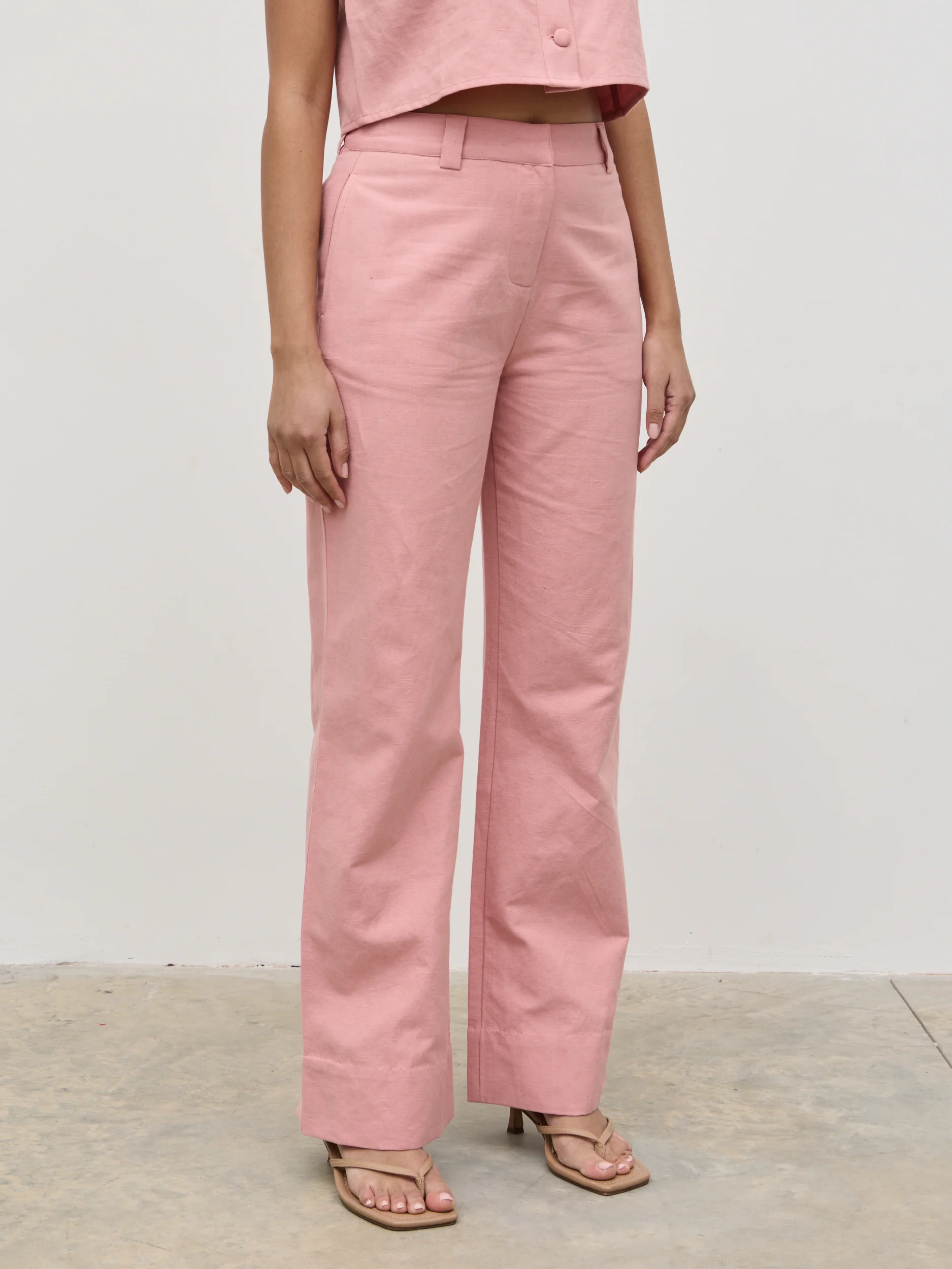 Blair Linen Trousers - Pink - Image 4
