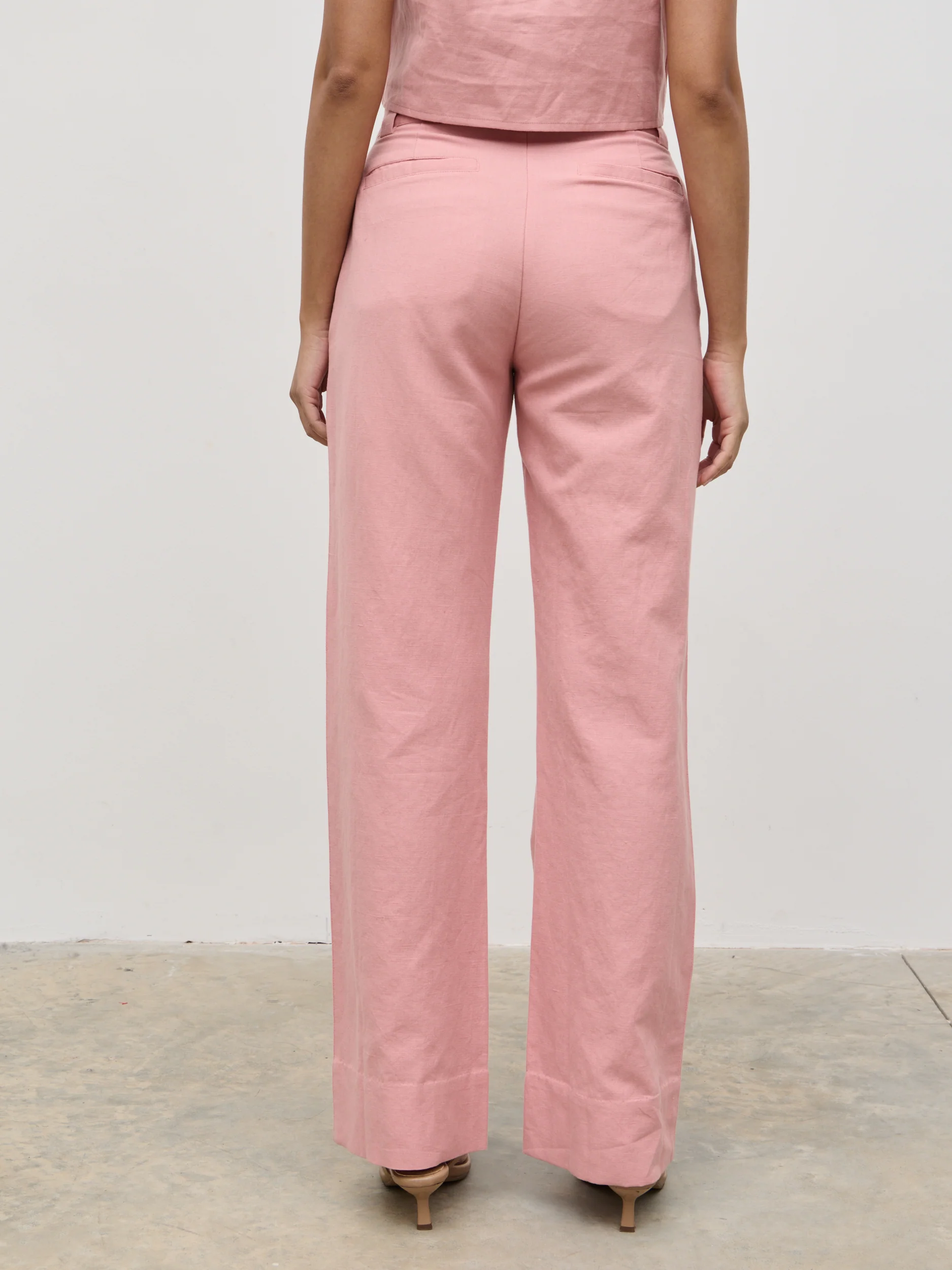 Blair Linen Trousers - Pink - Image 6