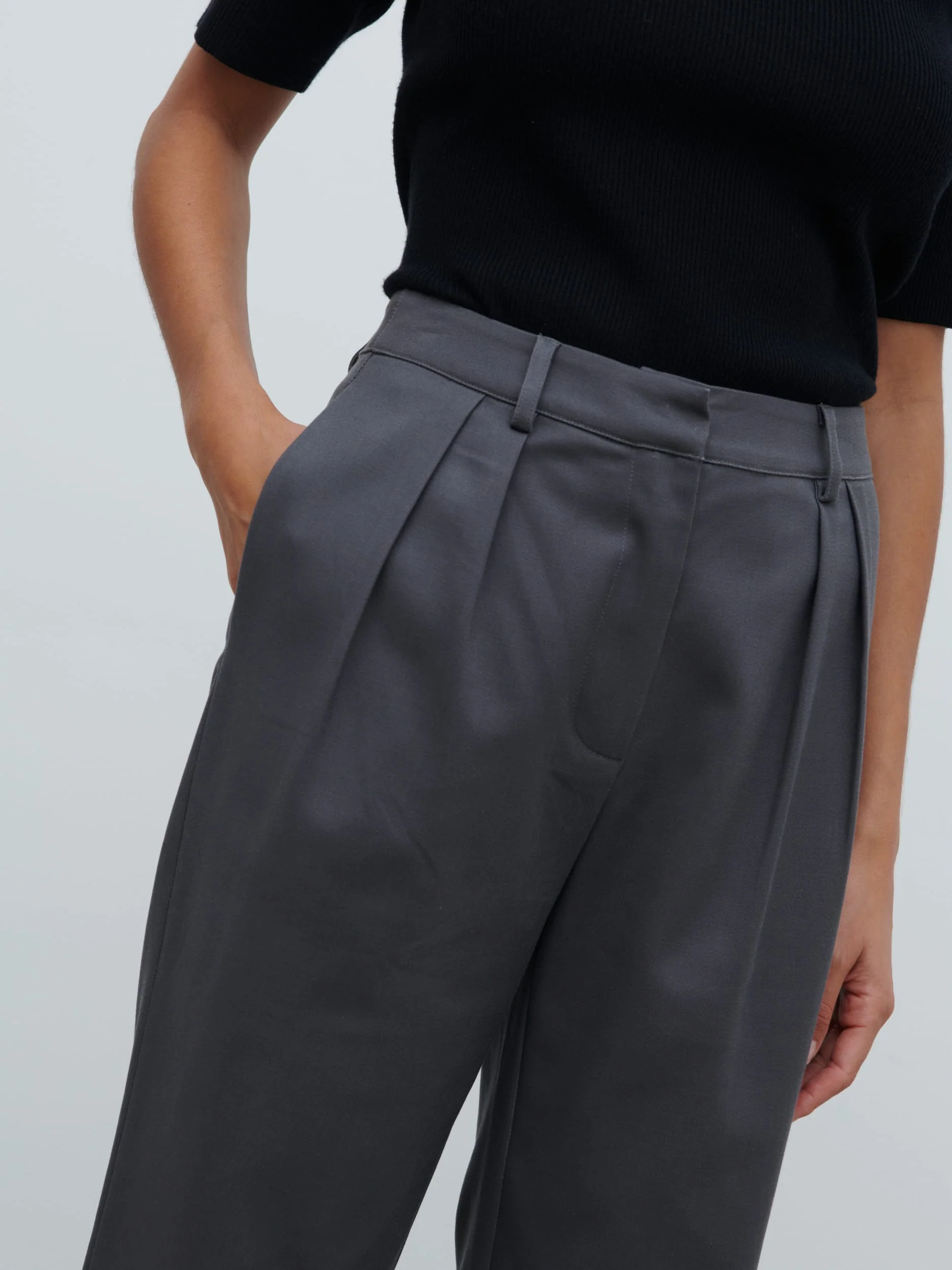 Brady Front Pleat Trousers - Graphite Grey - Image 4