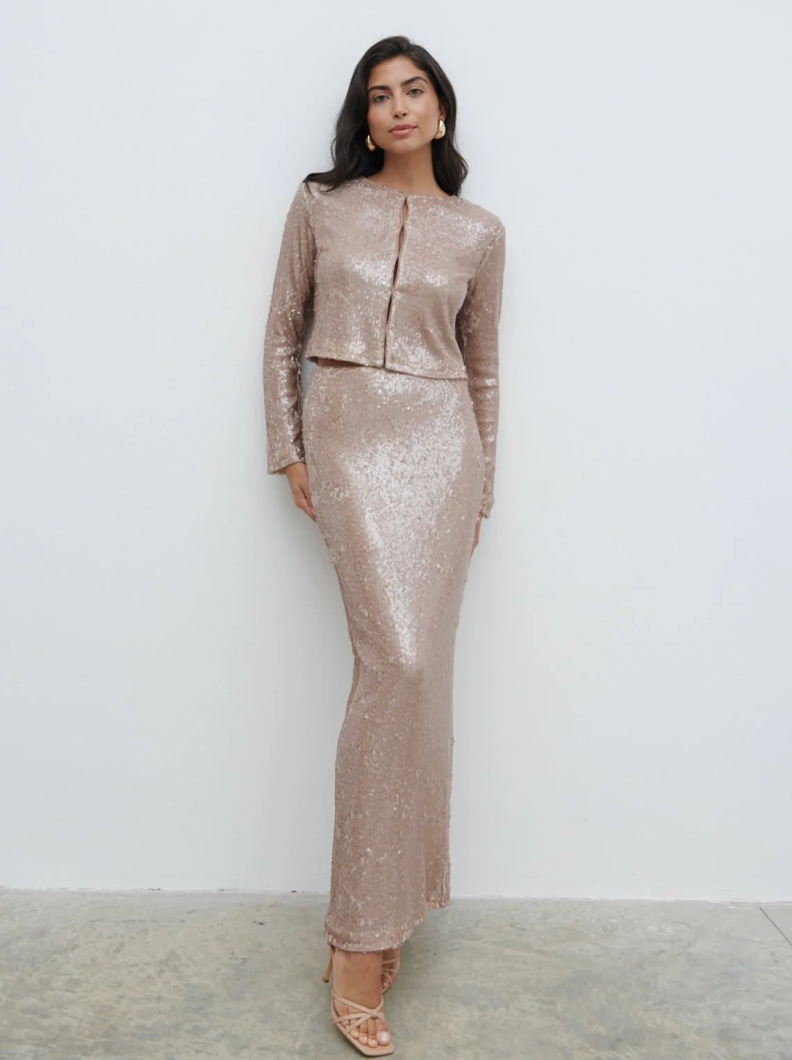 Brayden Sequin Maxi Skirt - Beige - Image 2