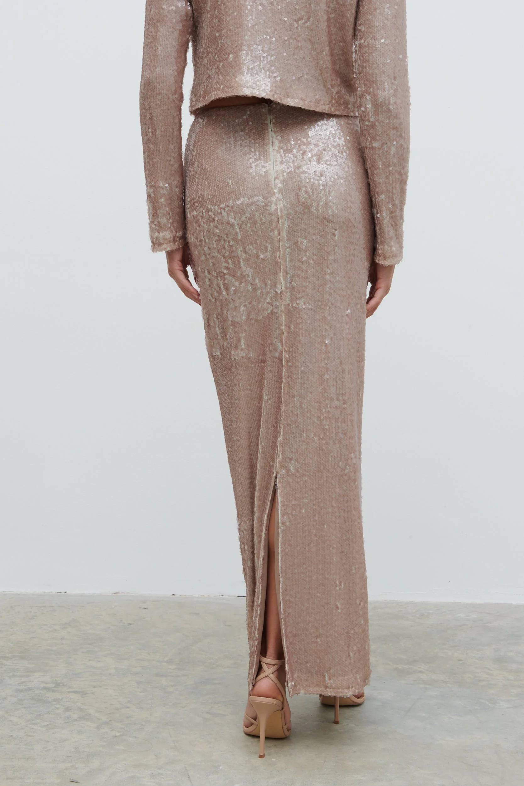 Brayden Sequin Maxi Skirt - Beige - Image 6