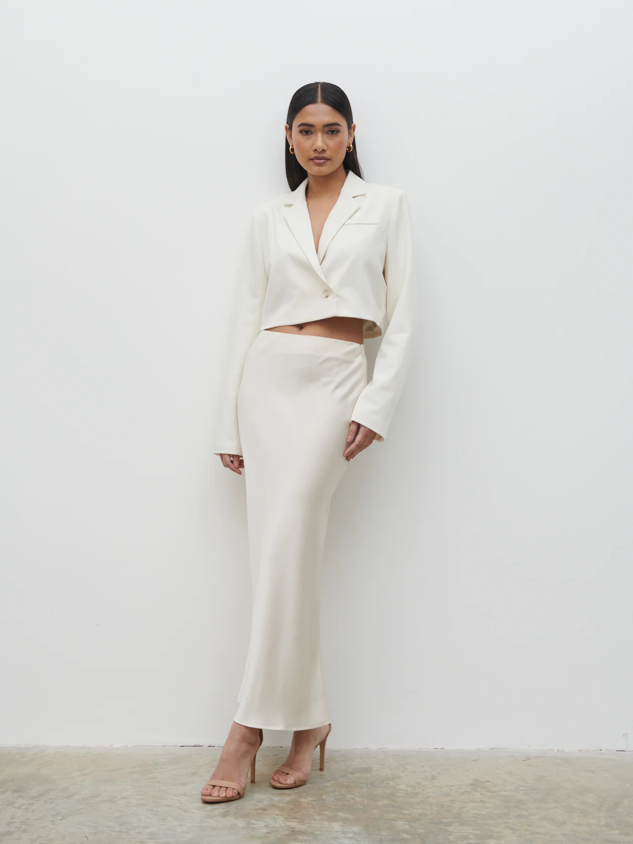 Breya Cropped Blazer - Oyster - Image 4