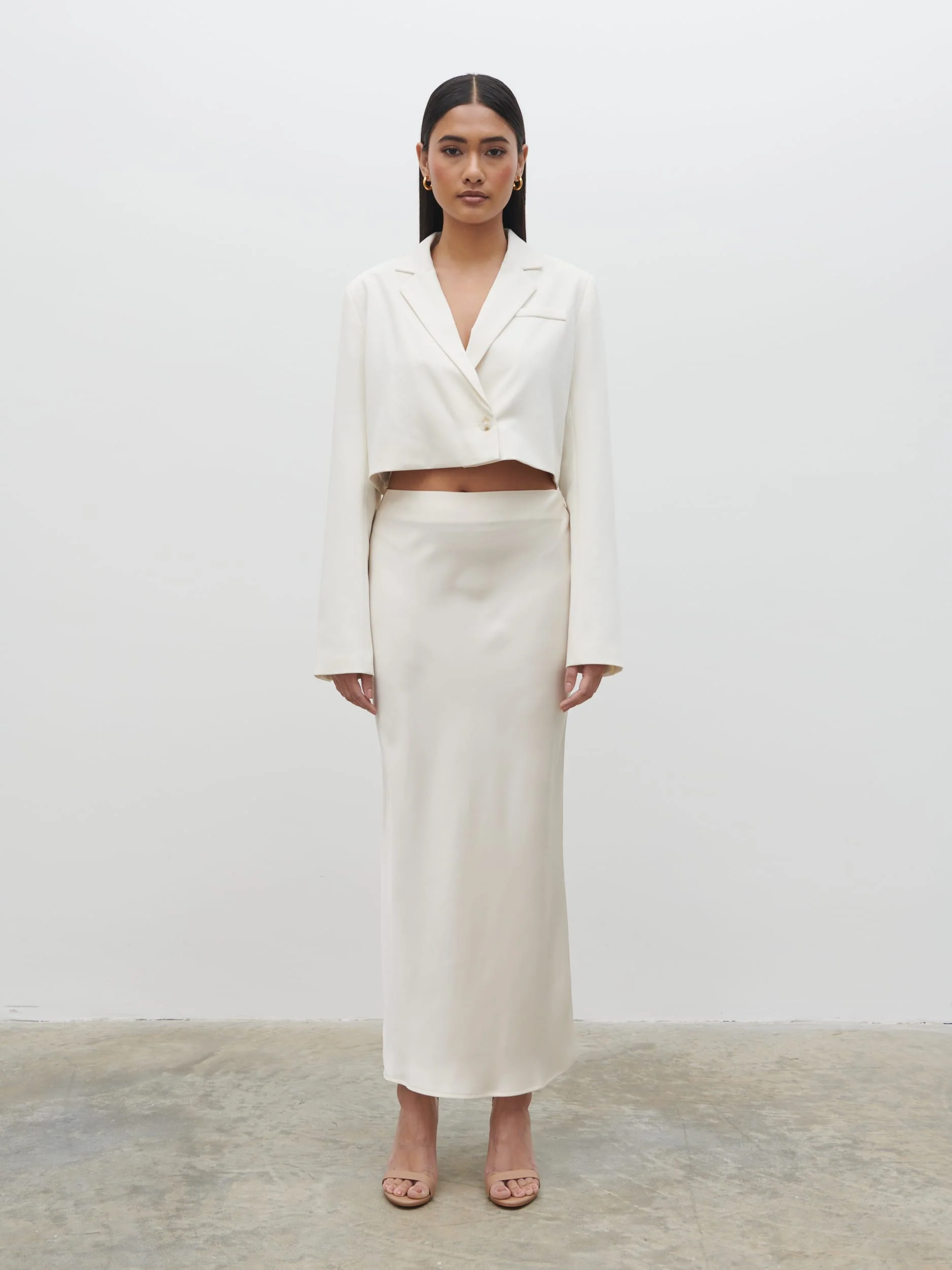Breya Cropped Blazer - Oyster - Image 5