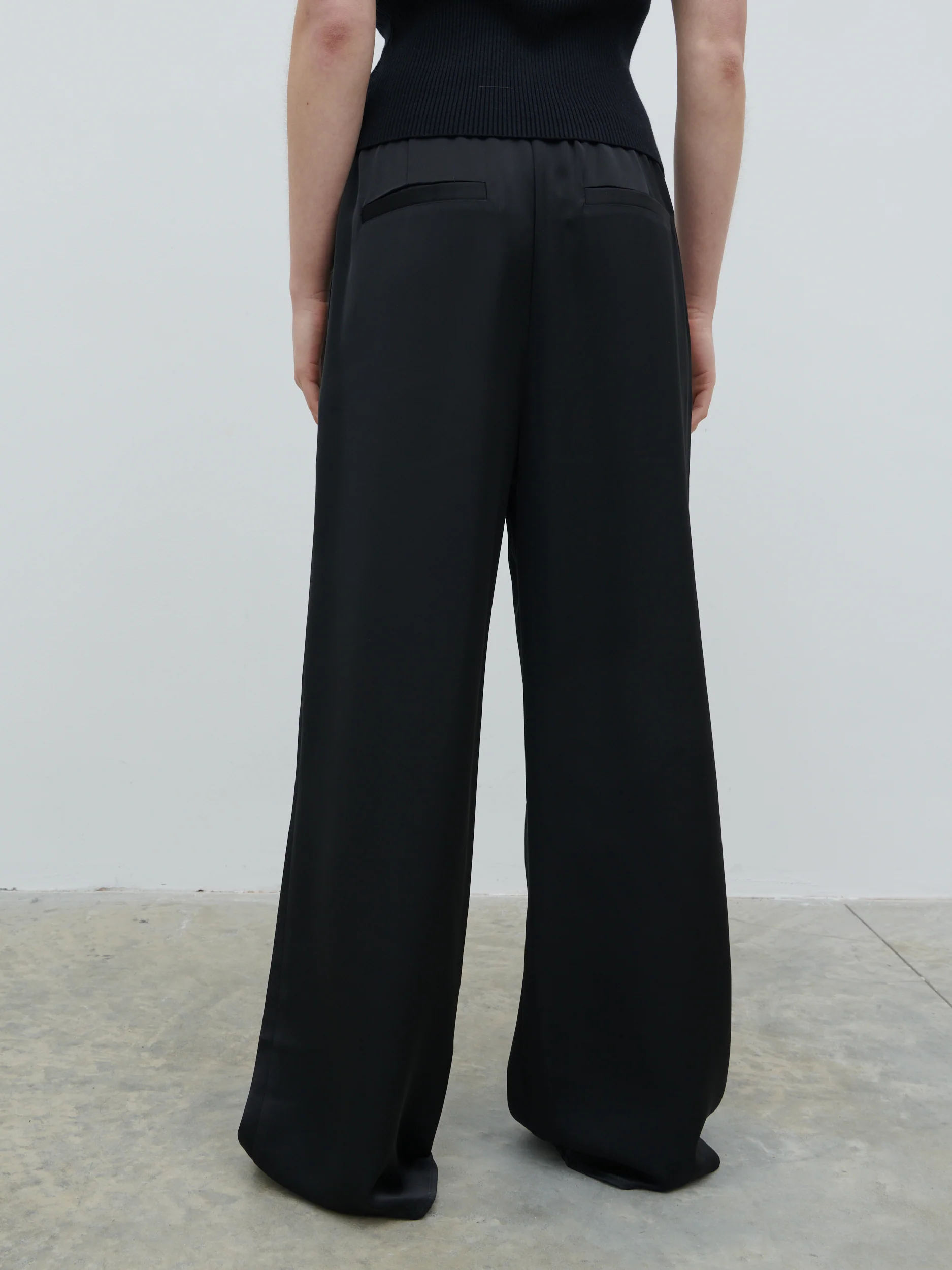 Breya Satin Drawstring Trousers - Black - Image 11