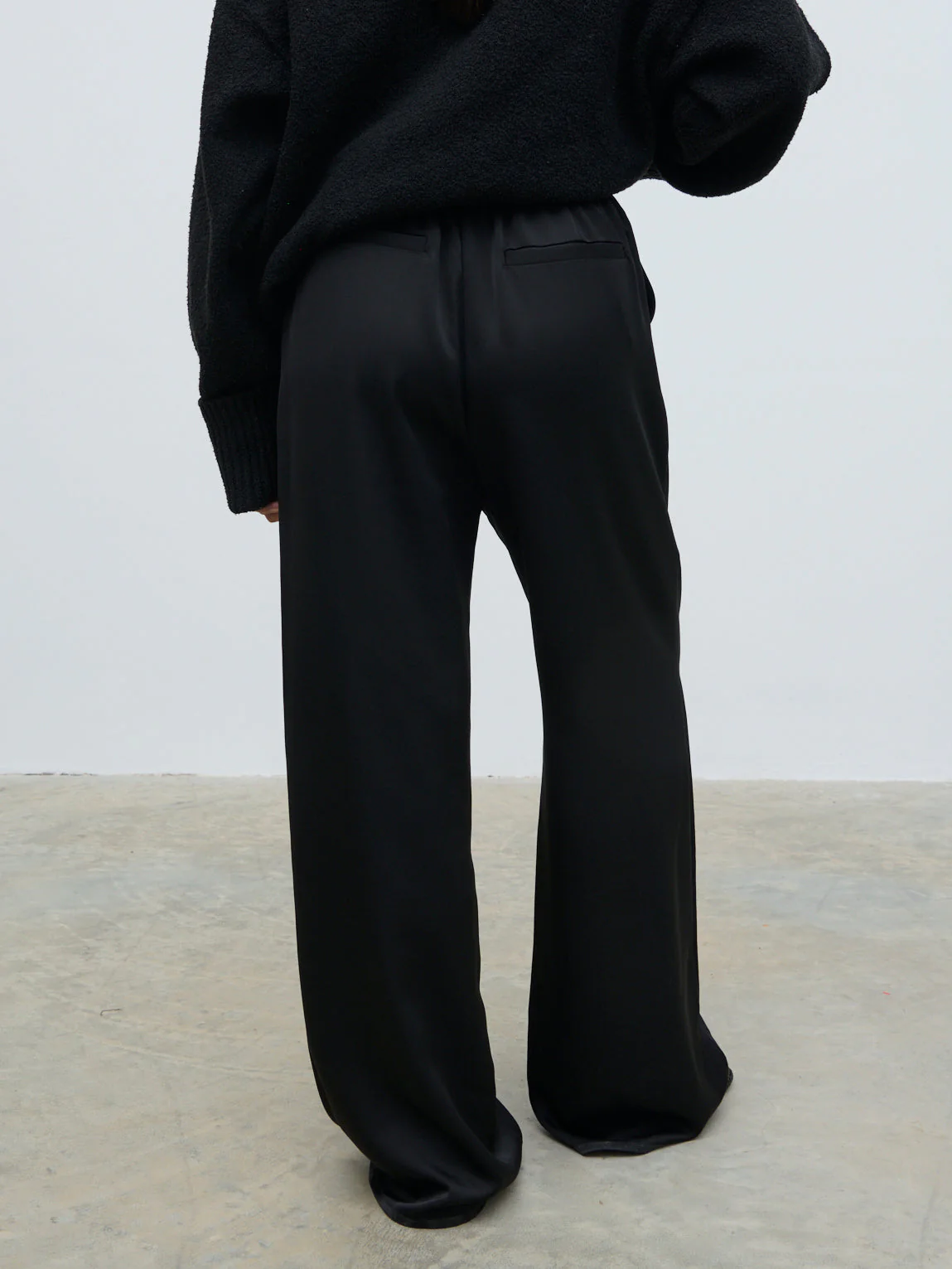 Breya Satin Drawstring Trousers - Black - Image 5