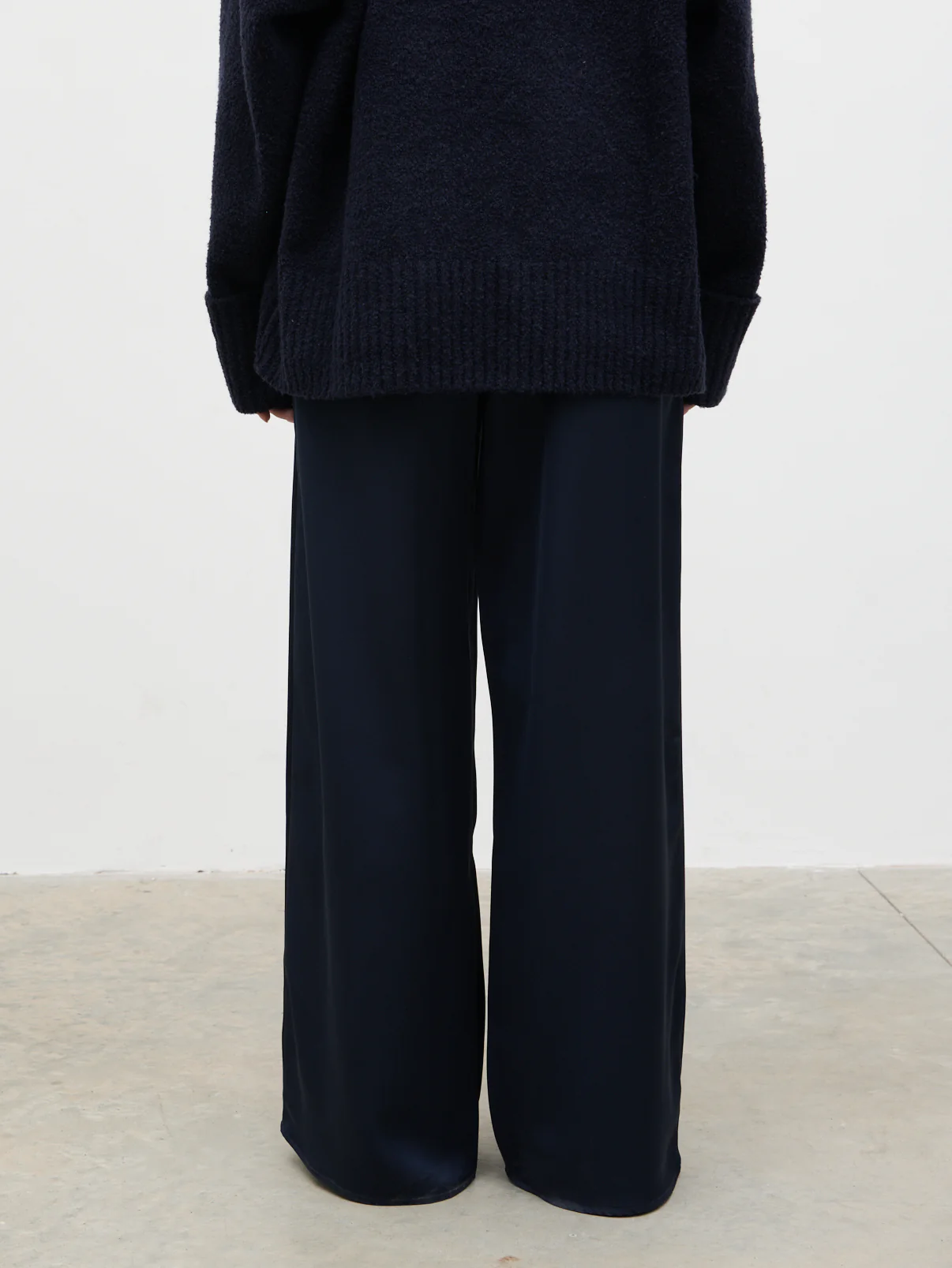 Breya Satin Drawstring Trousers - Navy - Image 3