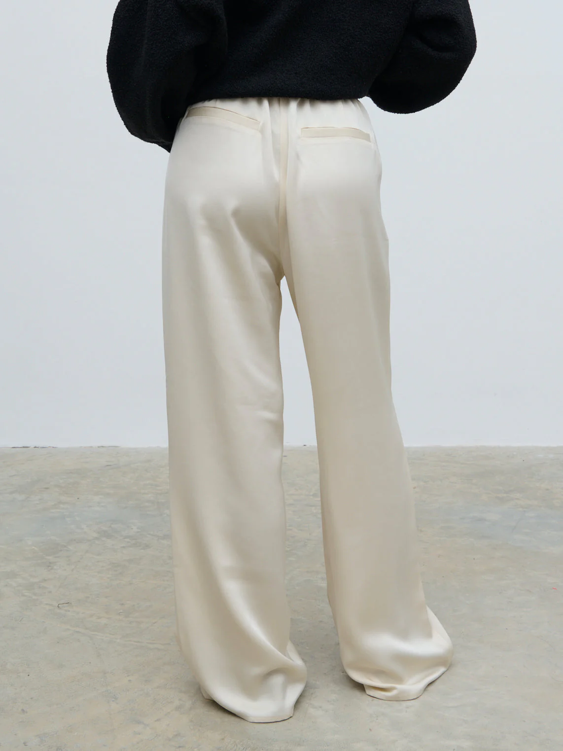 Breya Satin Drawstring Trousers - Oyster - Image 13