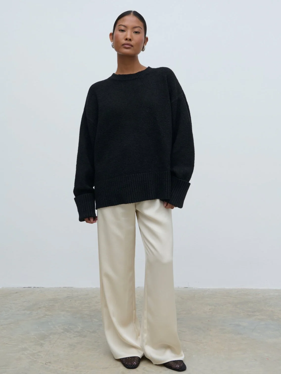 Breya Satin Drawstring Trousers - Oyster - Image 9