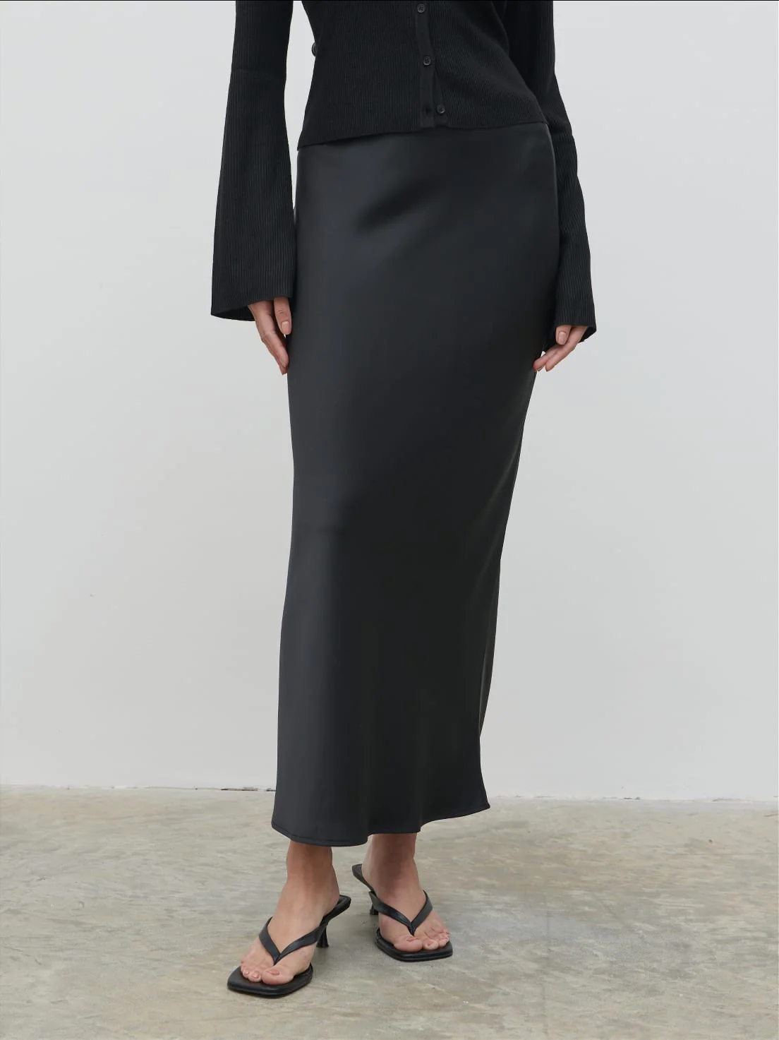 Breya Satin Midaxi Skirt - Black - Image 4