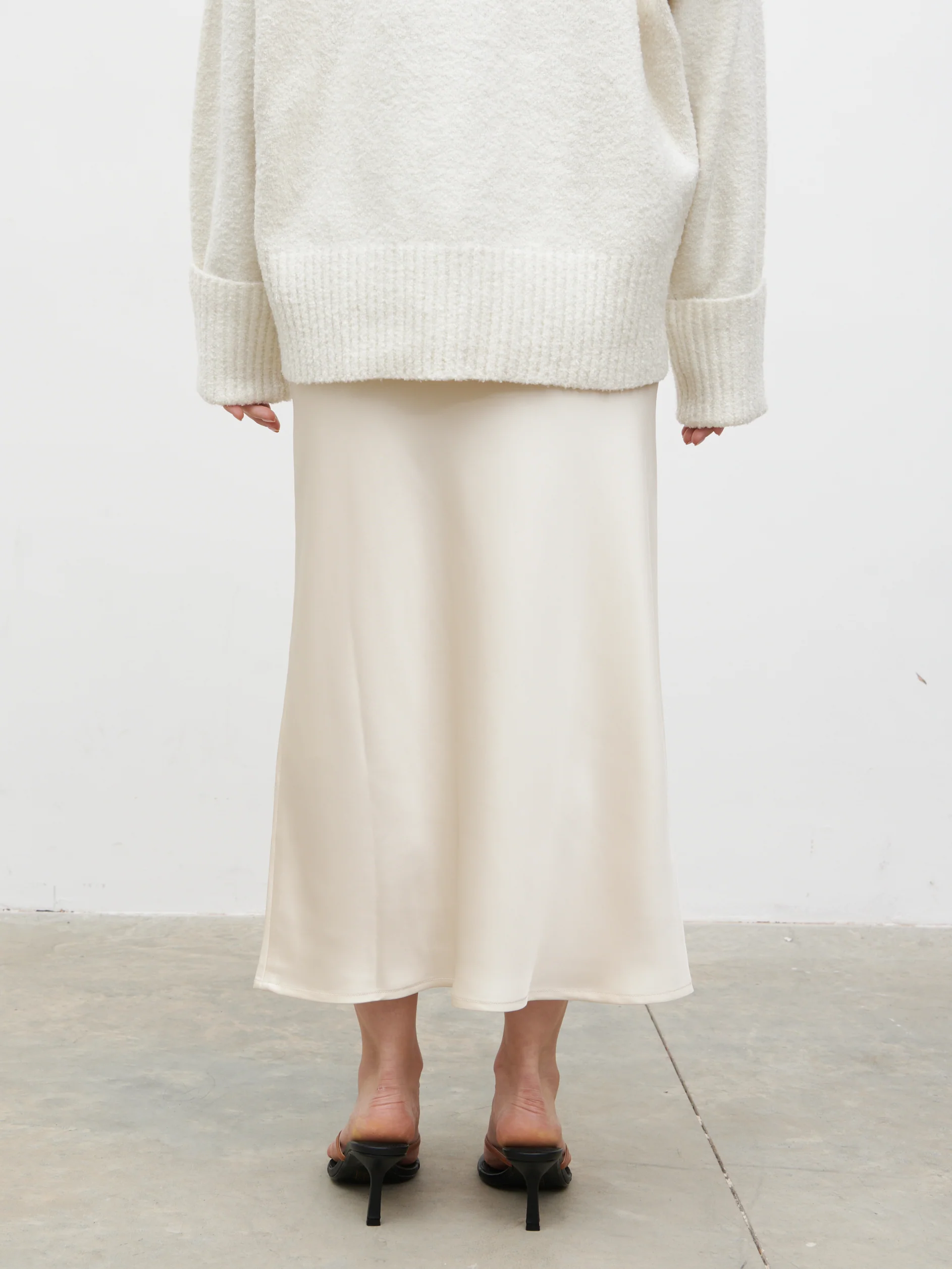 Breya Satin Midaxi Skirt - Oyster - Image 3