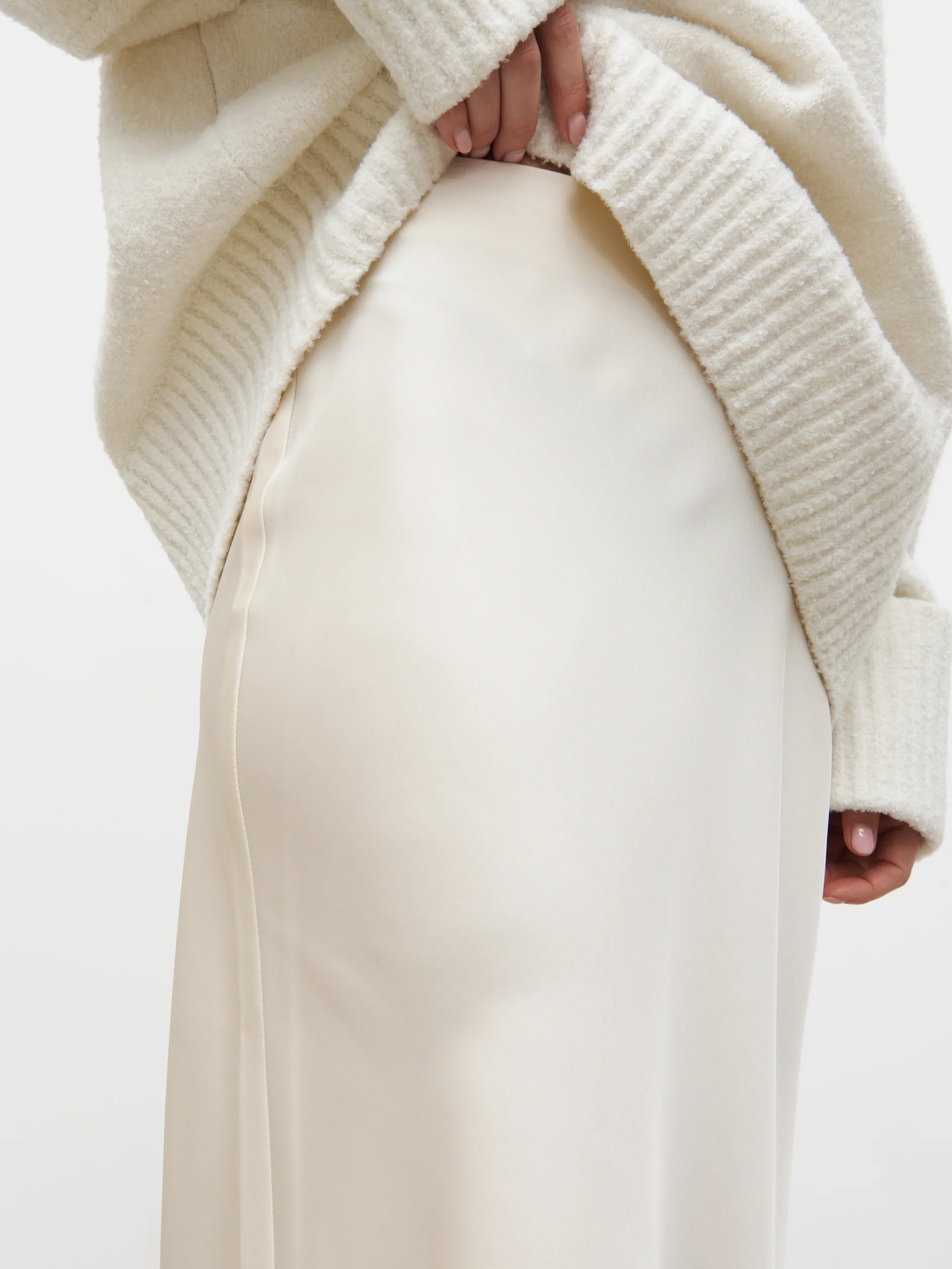 Breya Satin Midaxi Skirt - Oyster - Image 4