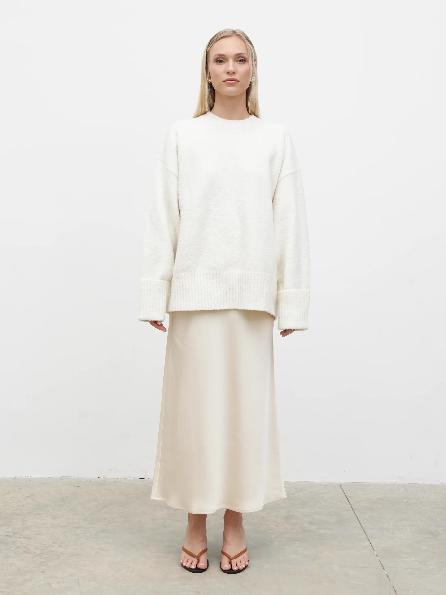 Breya Satin Midaxi Skirt - Oyster - Image 5