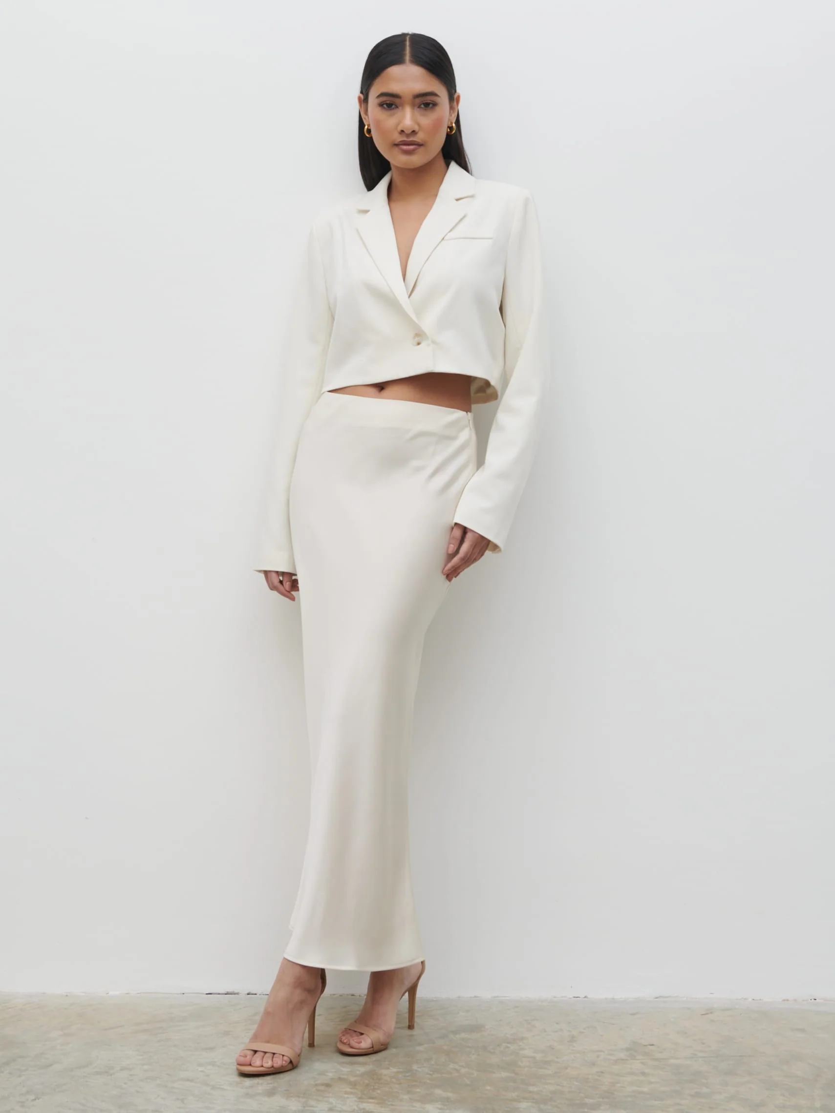 Breya Satin Midaxi Skirt - Oyster - Image 6