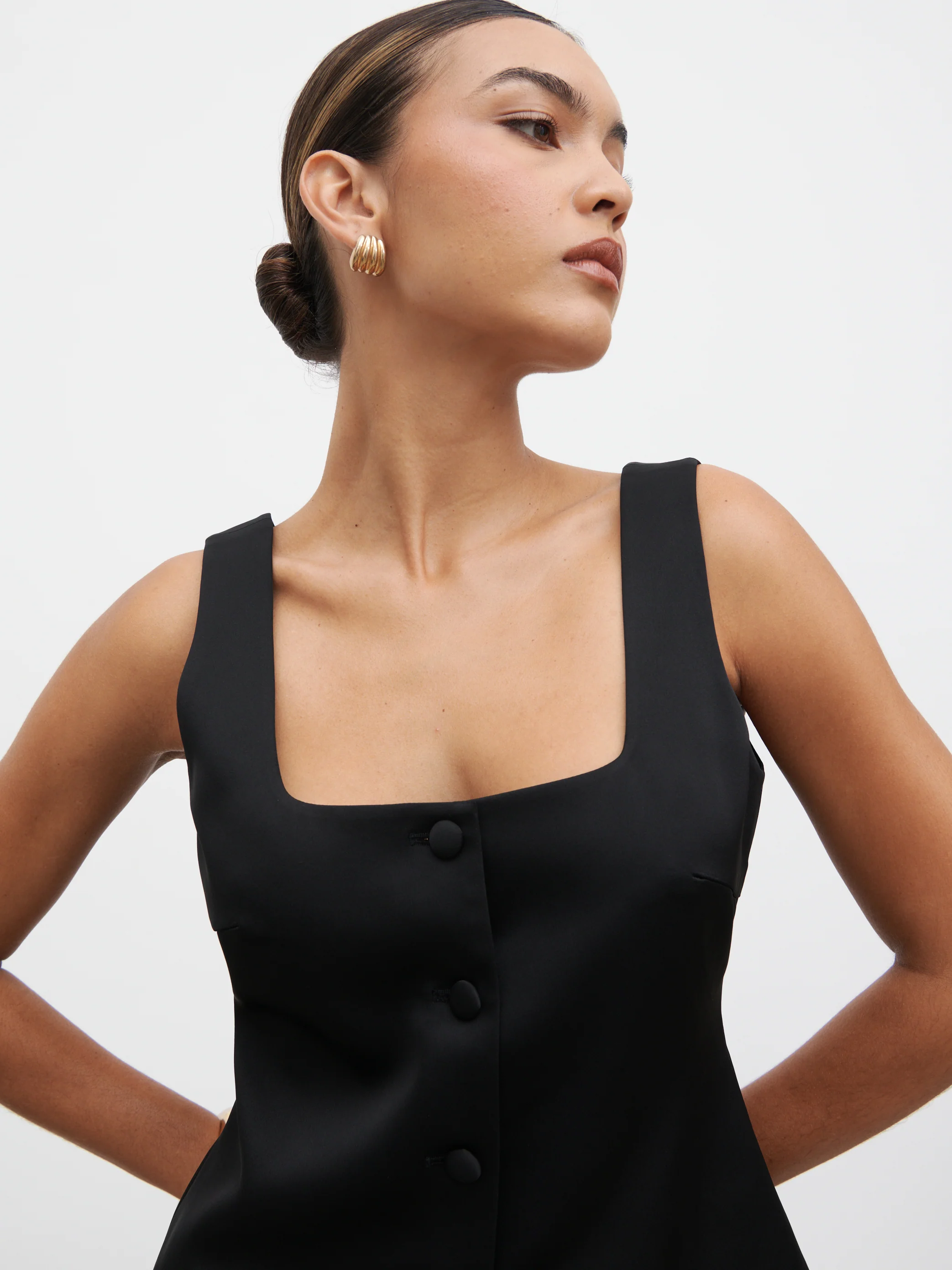 Breya Satin Waistcoat - Black - Image 3