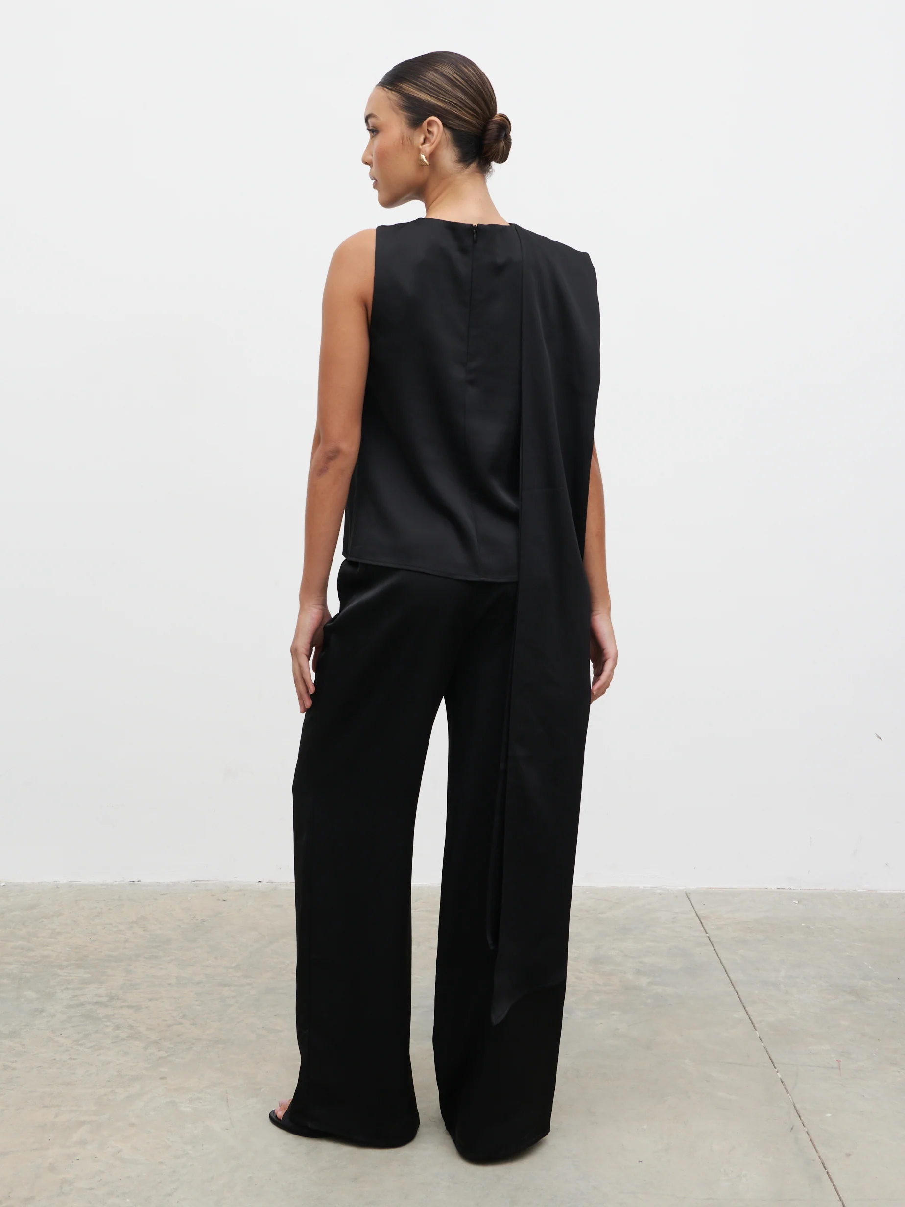 Breya Scarf Satin Top - Black - Image 6