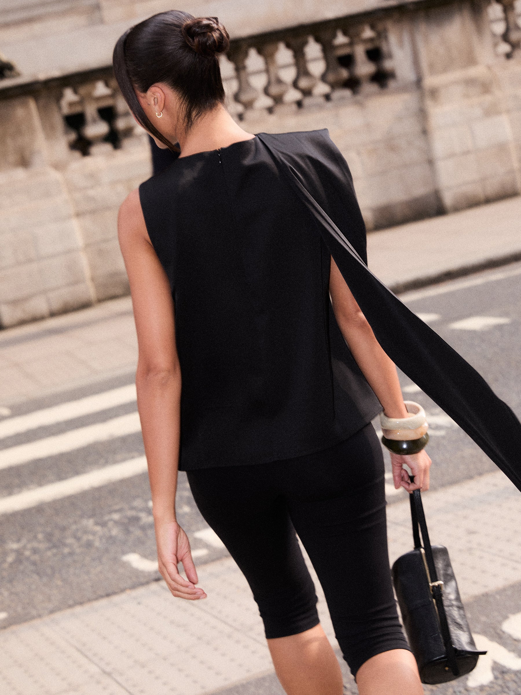 Breya Scarf Satin Top - Black - Image 7
