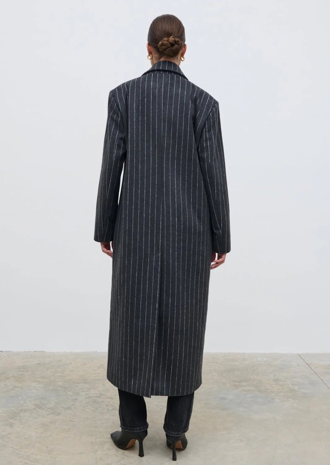 Briar Pinstripe Top Coat - Charcoal and White - Image 6