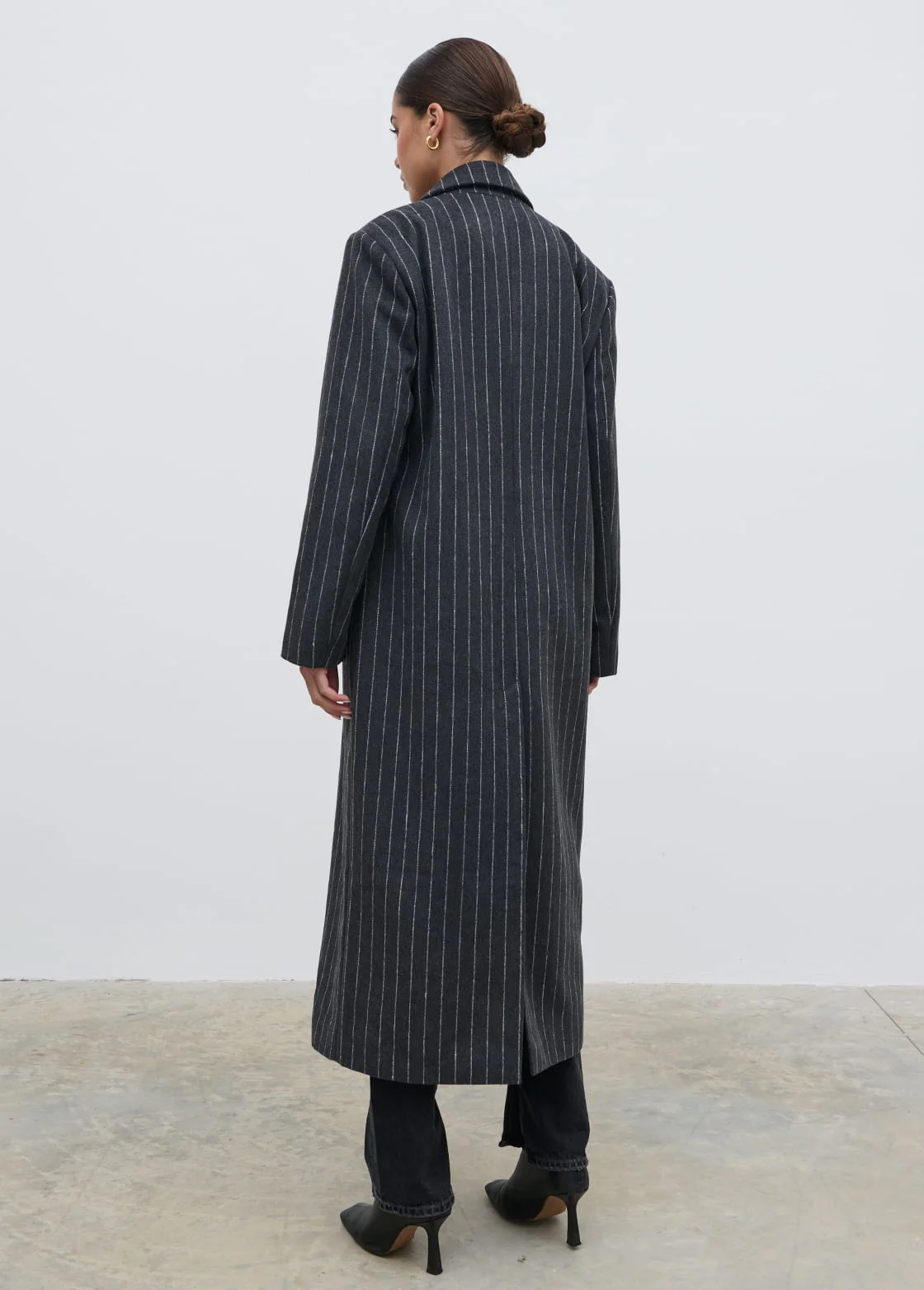 Briar Pinstripe Top Coat - Charcoal and White - Image 7