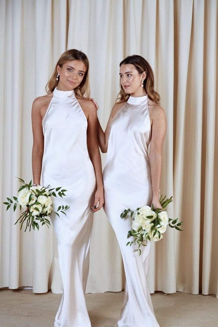 Raleigh Halterneck Maxi Dress - Matte Oyster - Image 2