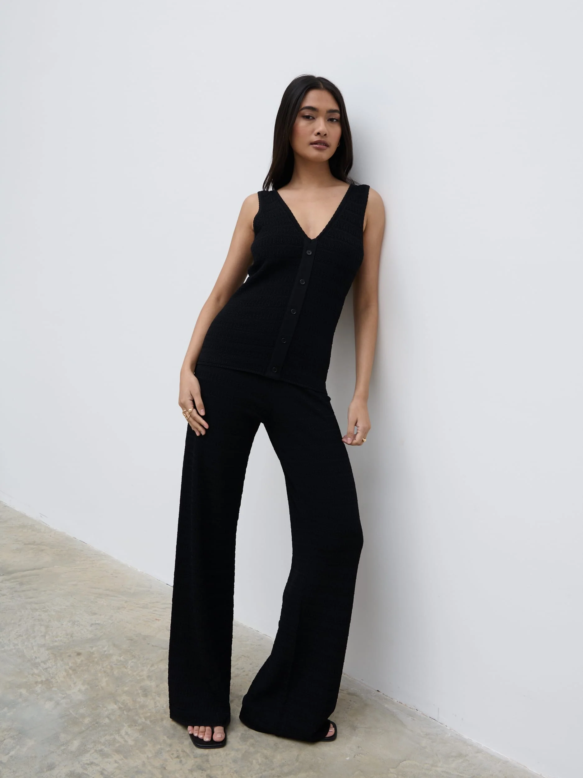 Bridget Crochet Knit Top - Black - Image 3