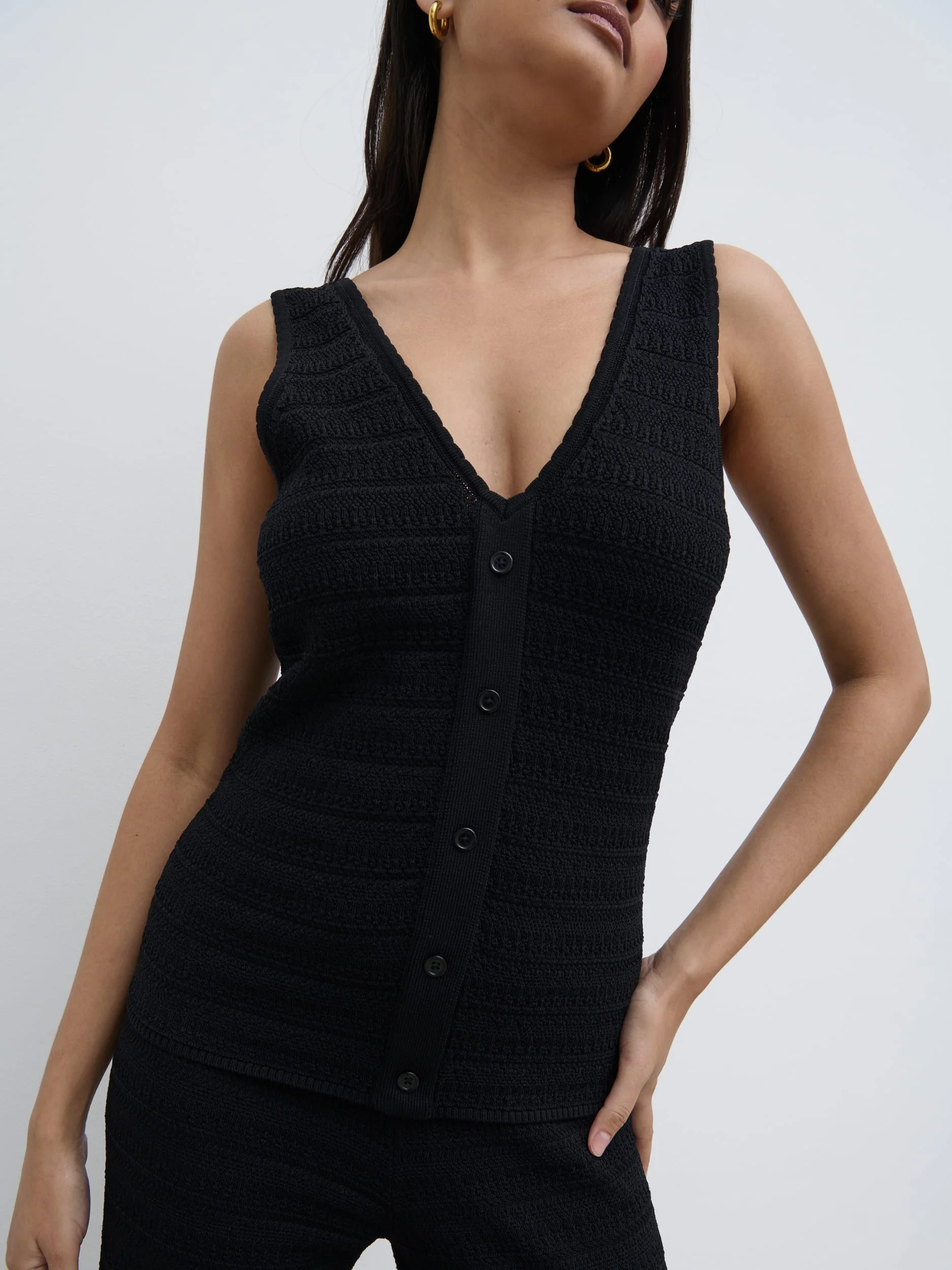 Bridget Crochet Knit Top - Black - Image 4