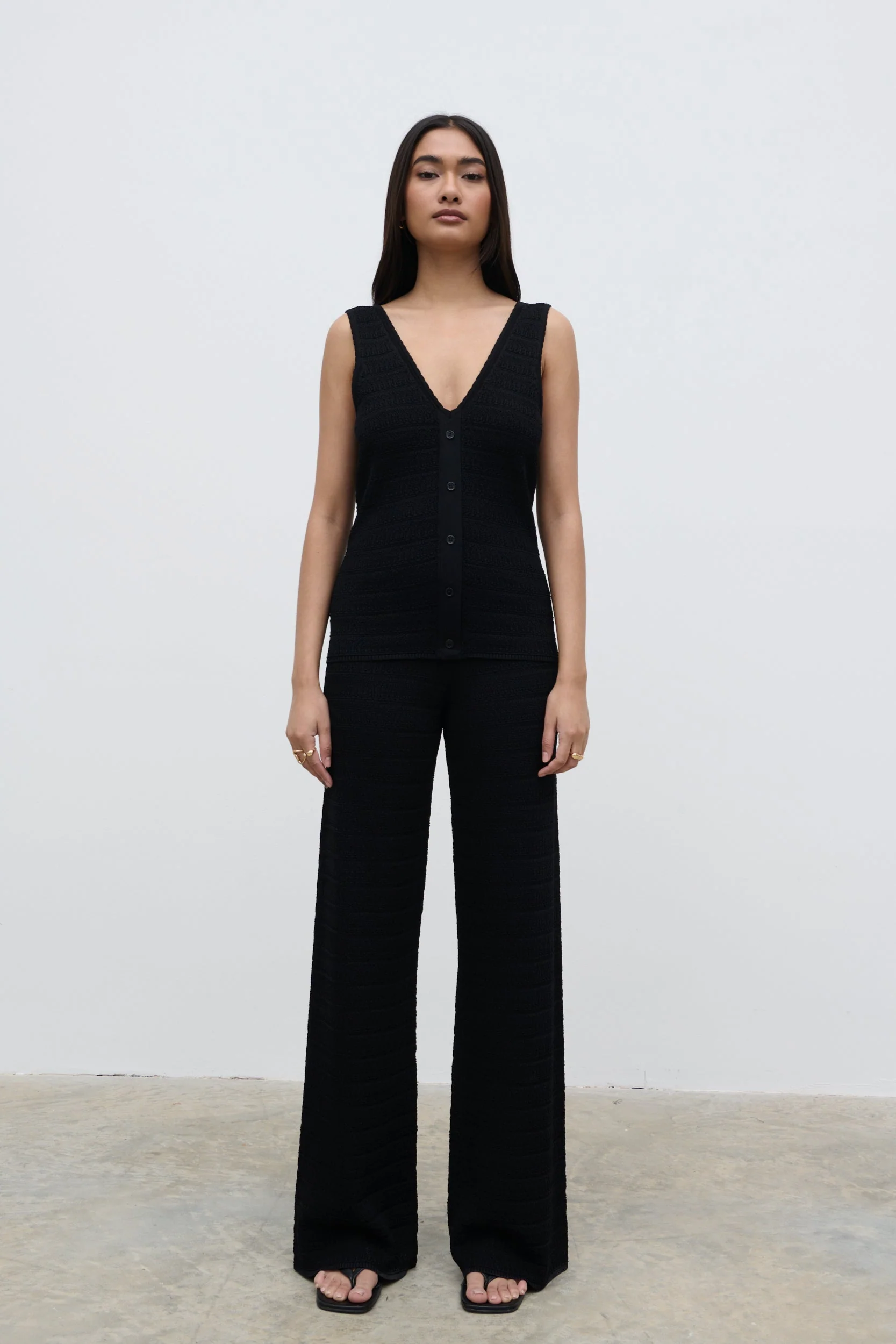 Bridget Crochet Knit Top - Black - Image 7