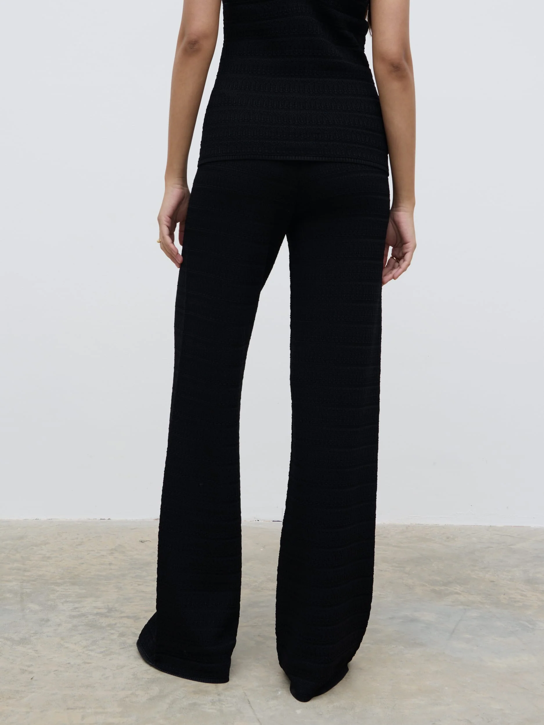 Bridget Crochet Knit Trousers - Black - Image 3
