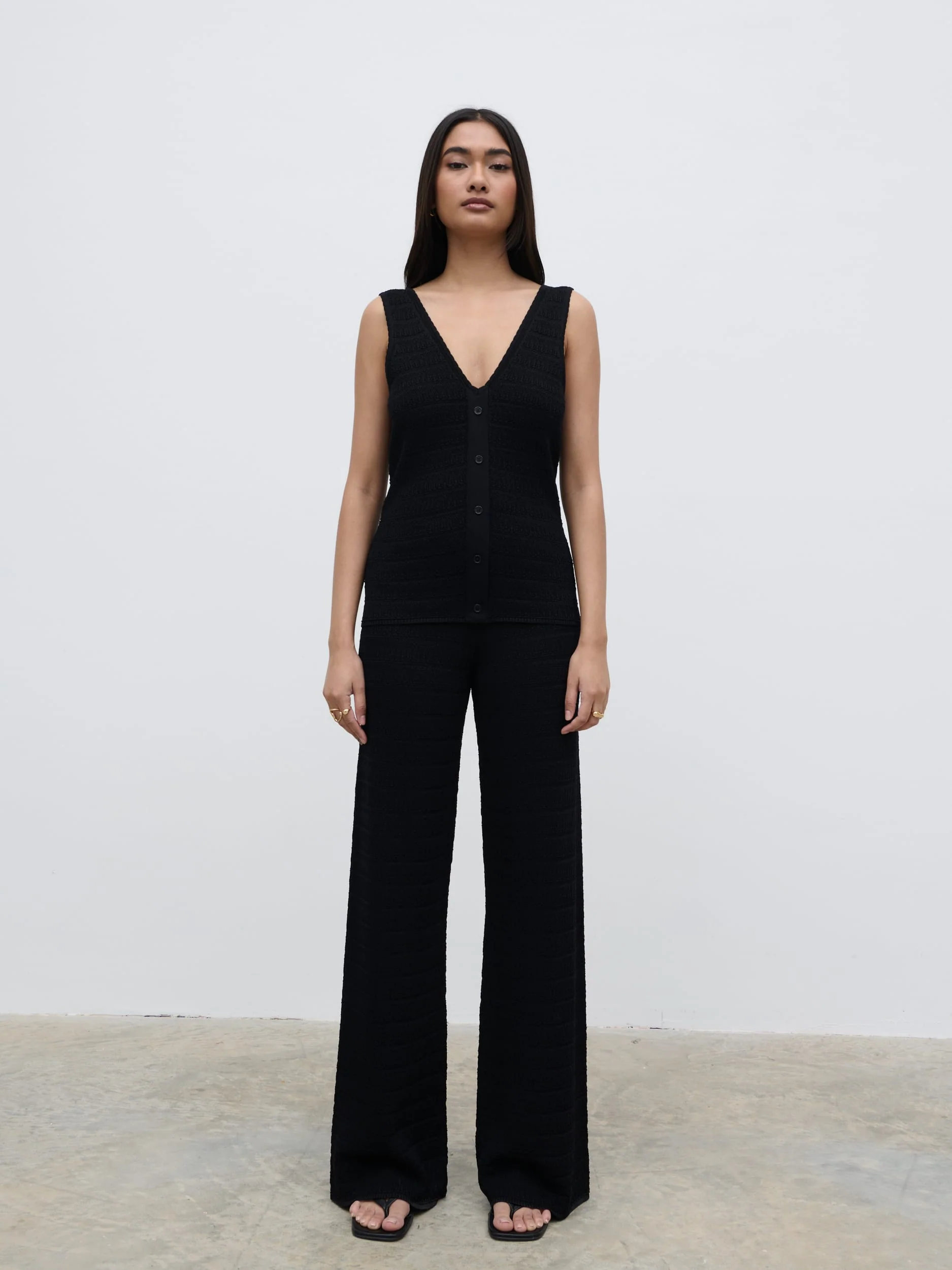 Bridget Crochet Knit Trousers - Black - Image 6