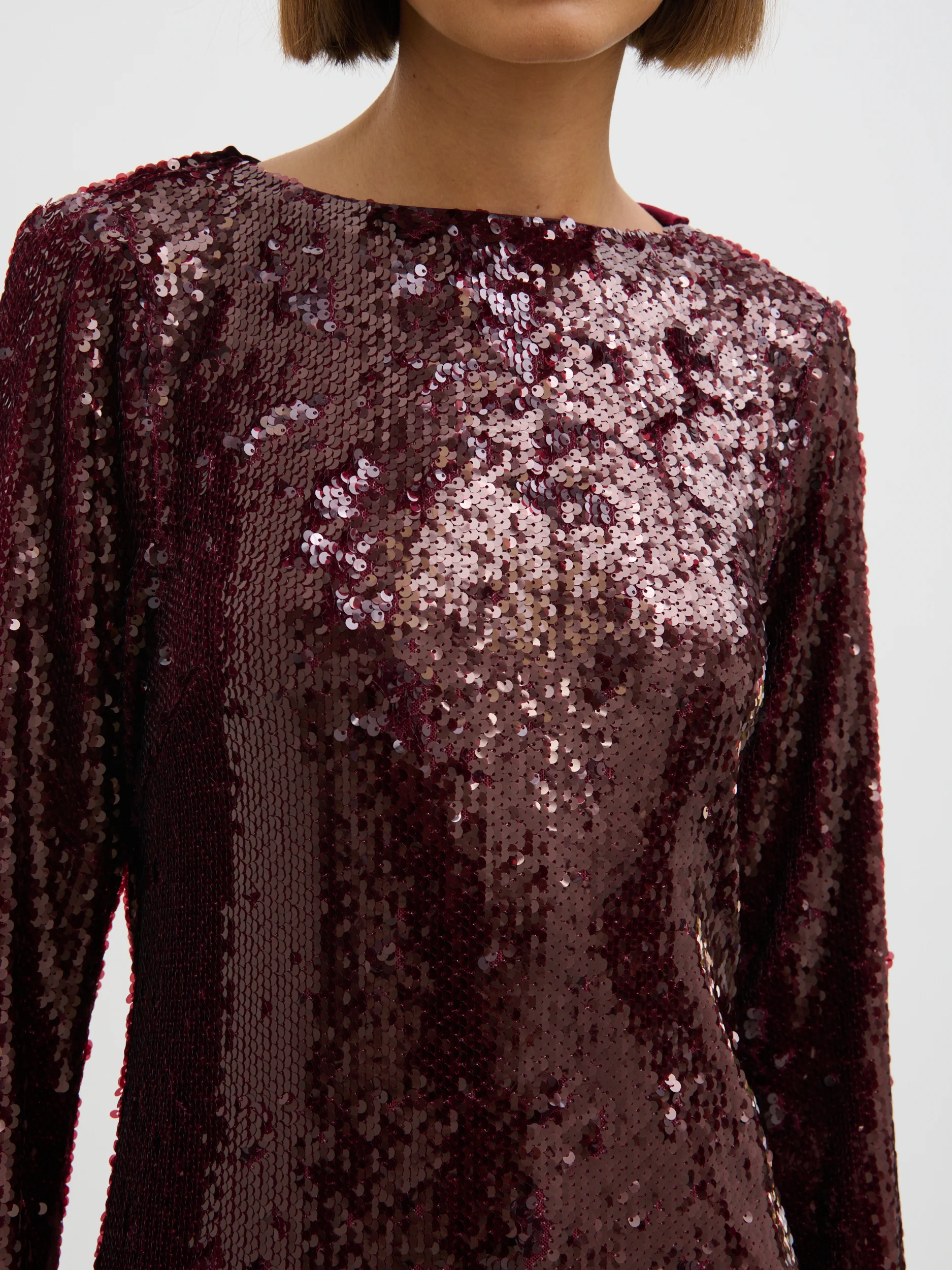 Brioni Sequin Bow Mini Dress - Wine - Image 8