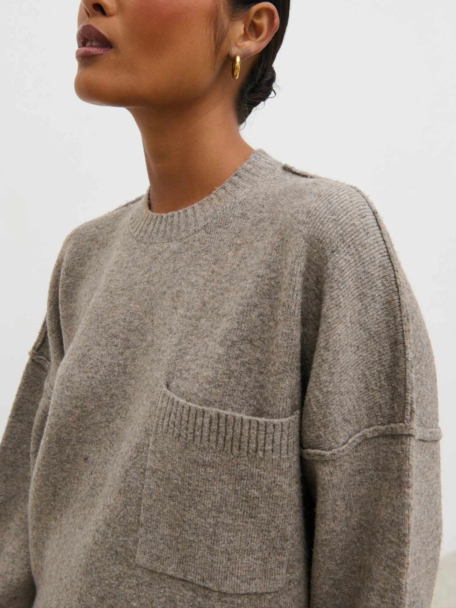 Bronte Pocket Knit Jumper - Greige - Image 3