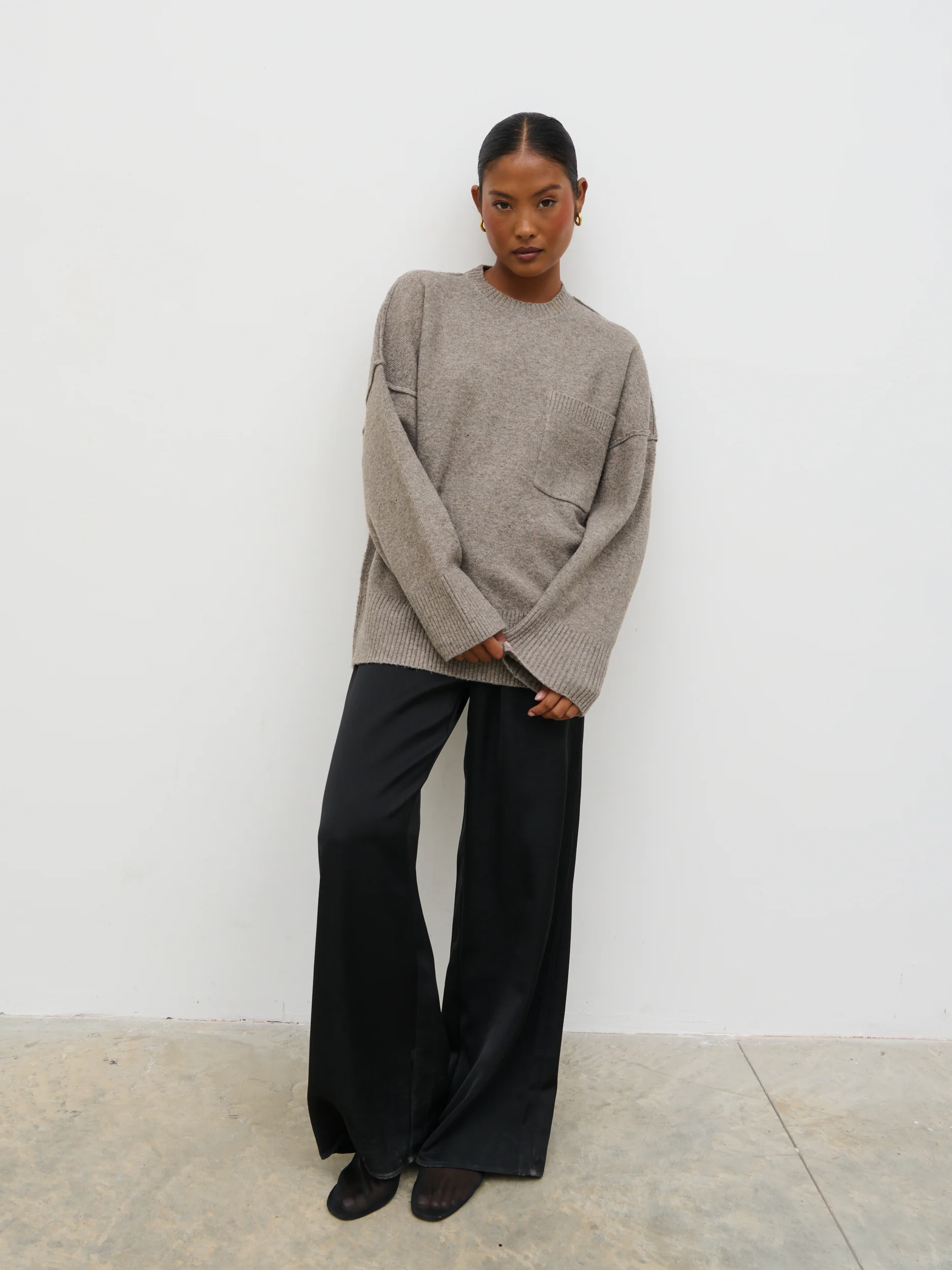 Bronte Pocket Knit Jumper - Greige - Image 4