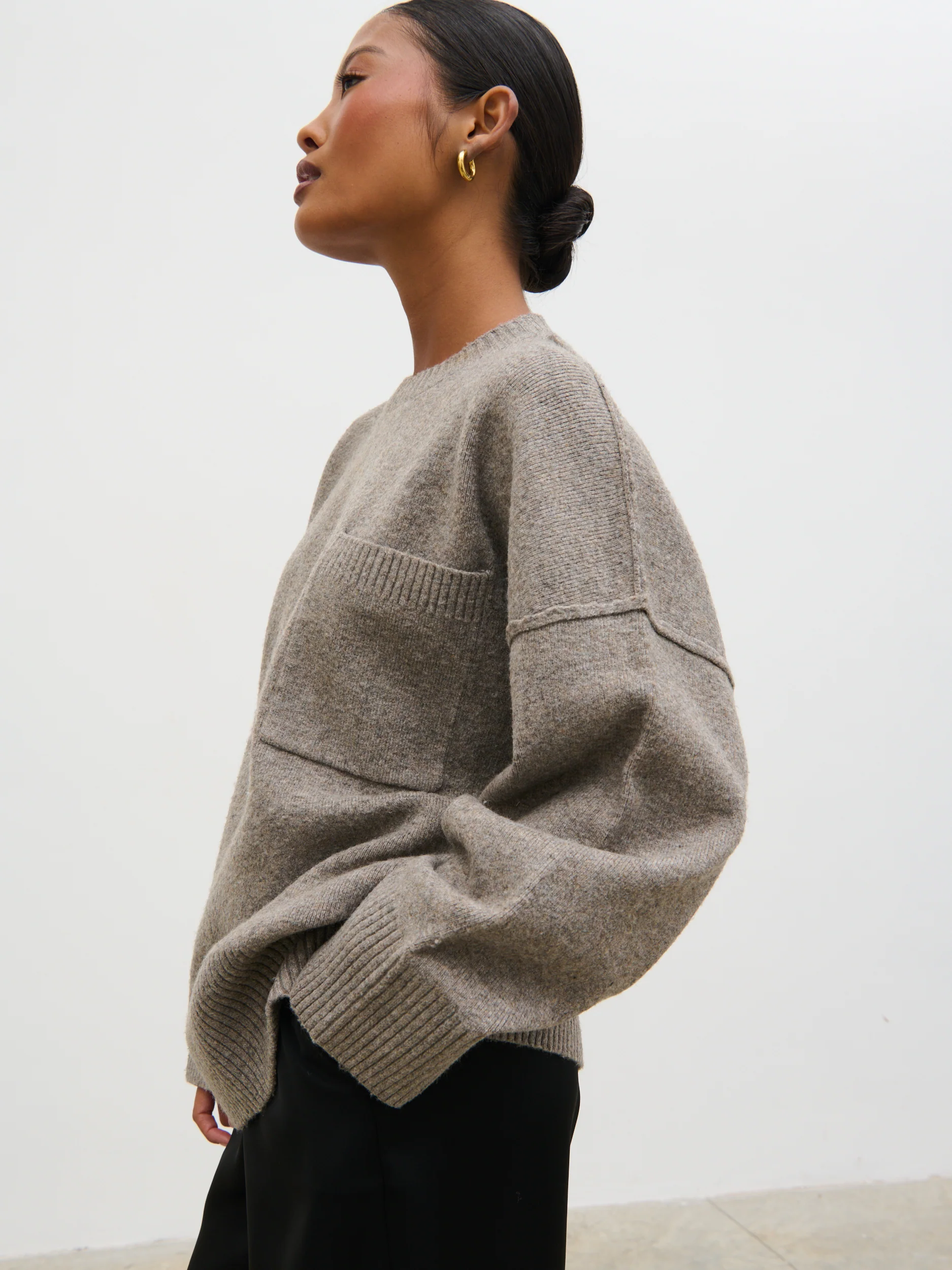 Bronte Pocket Knit Jumper - Greige - Image 5