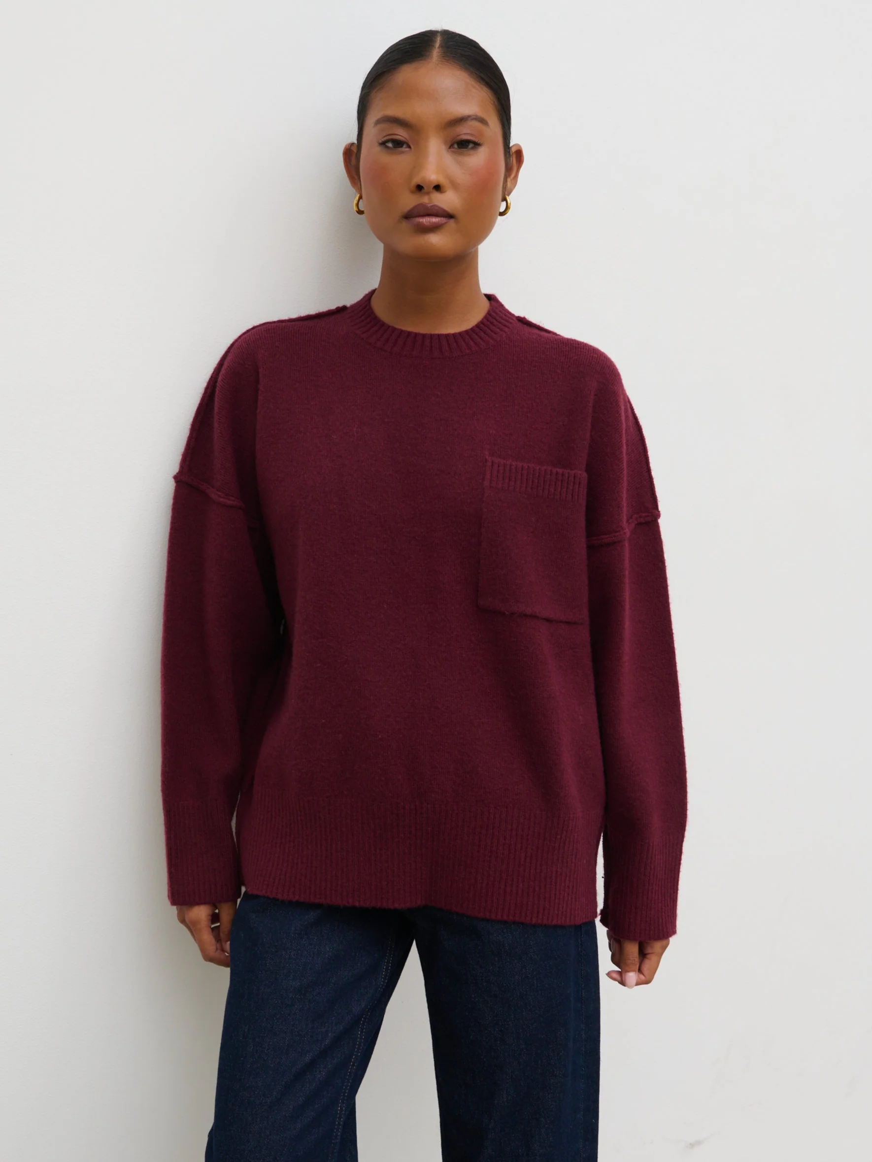 Bronte Pocket Knit Jumper - Wine - Image 3