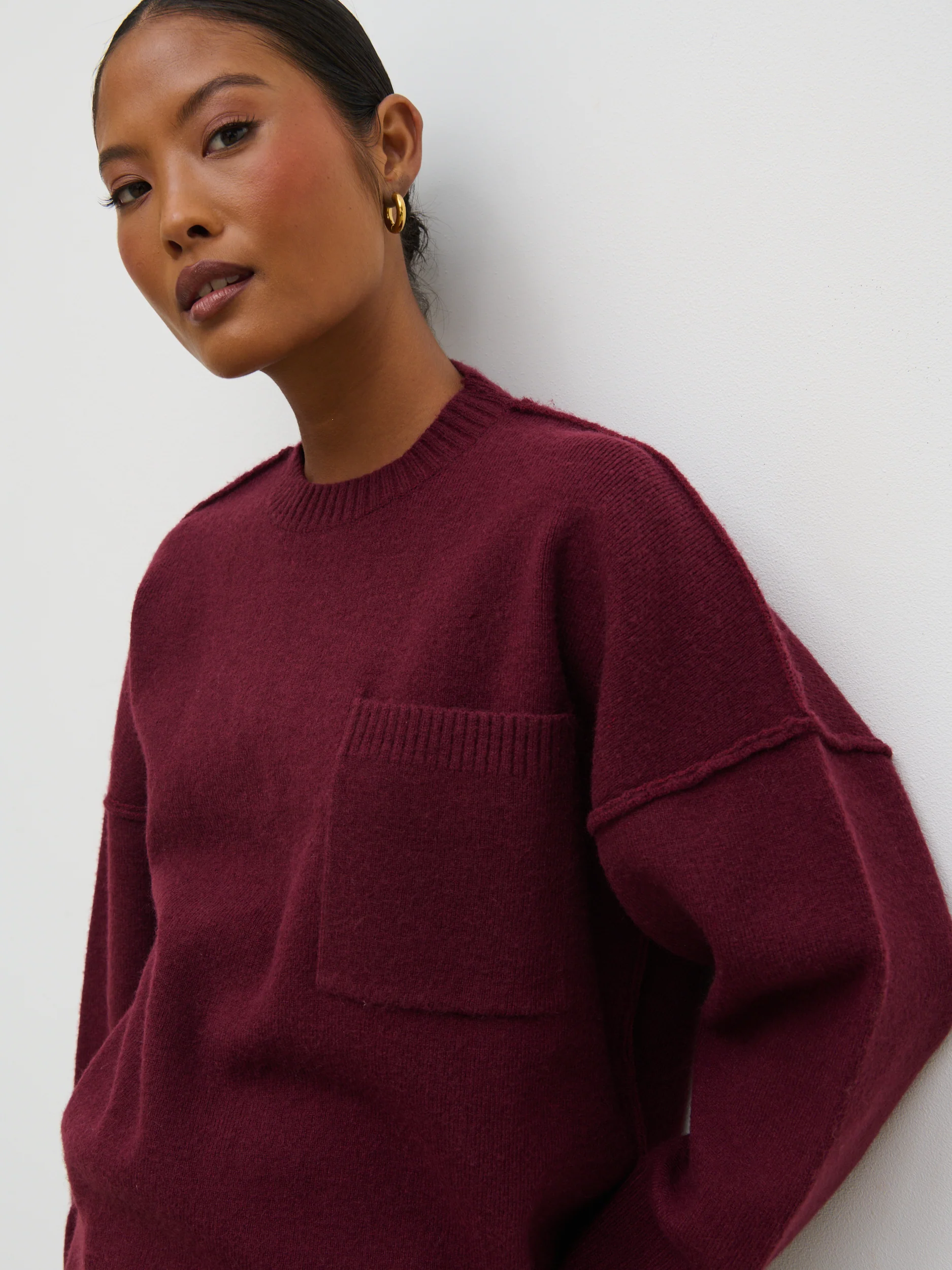 Bronte Pocket Knit Jumper - Wine - Image 4