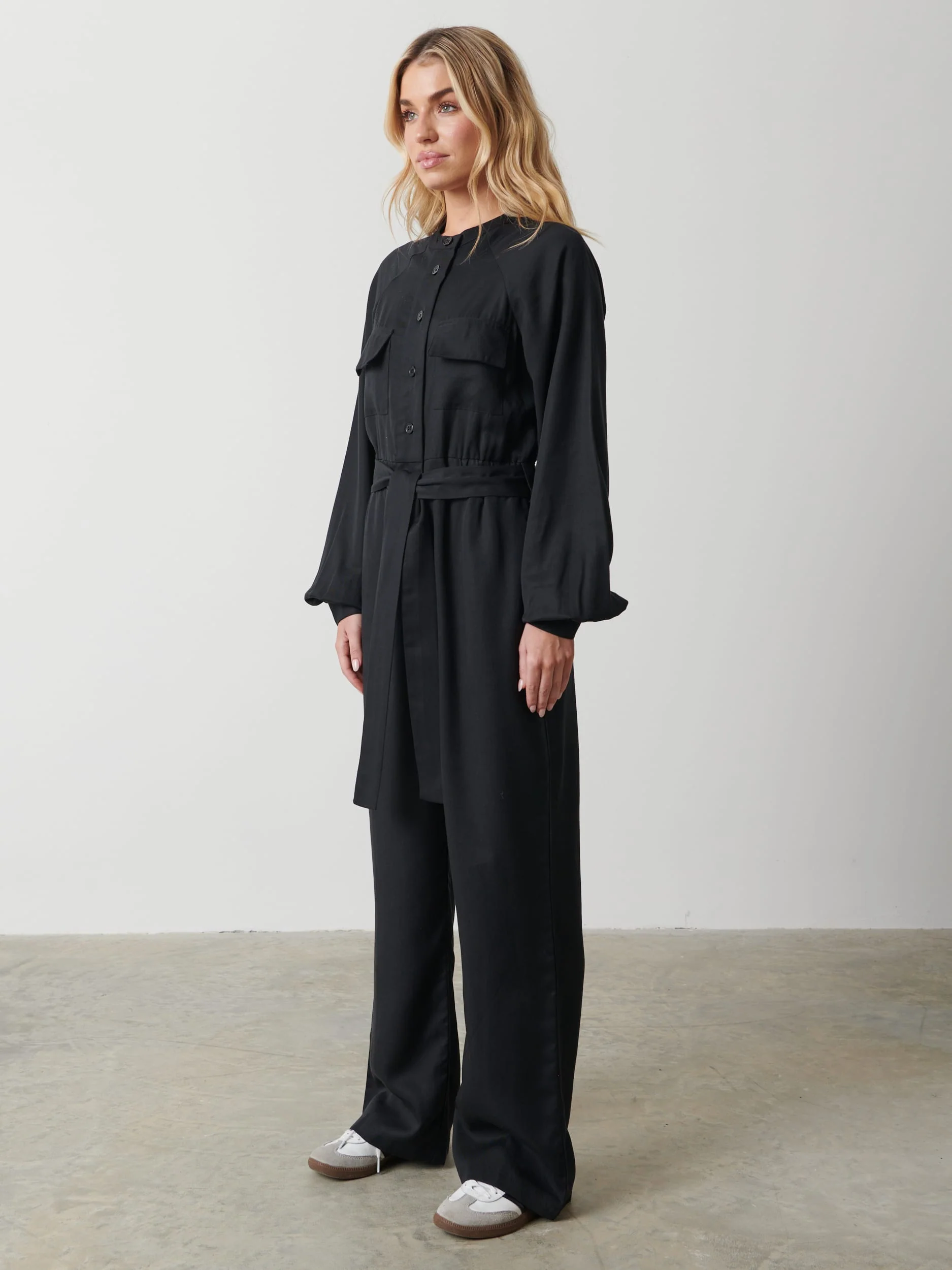Brooke Belted Jumpsuit - Black - Image 5