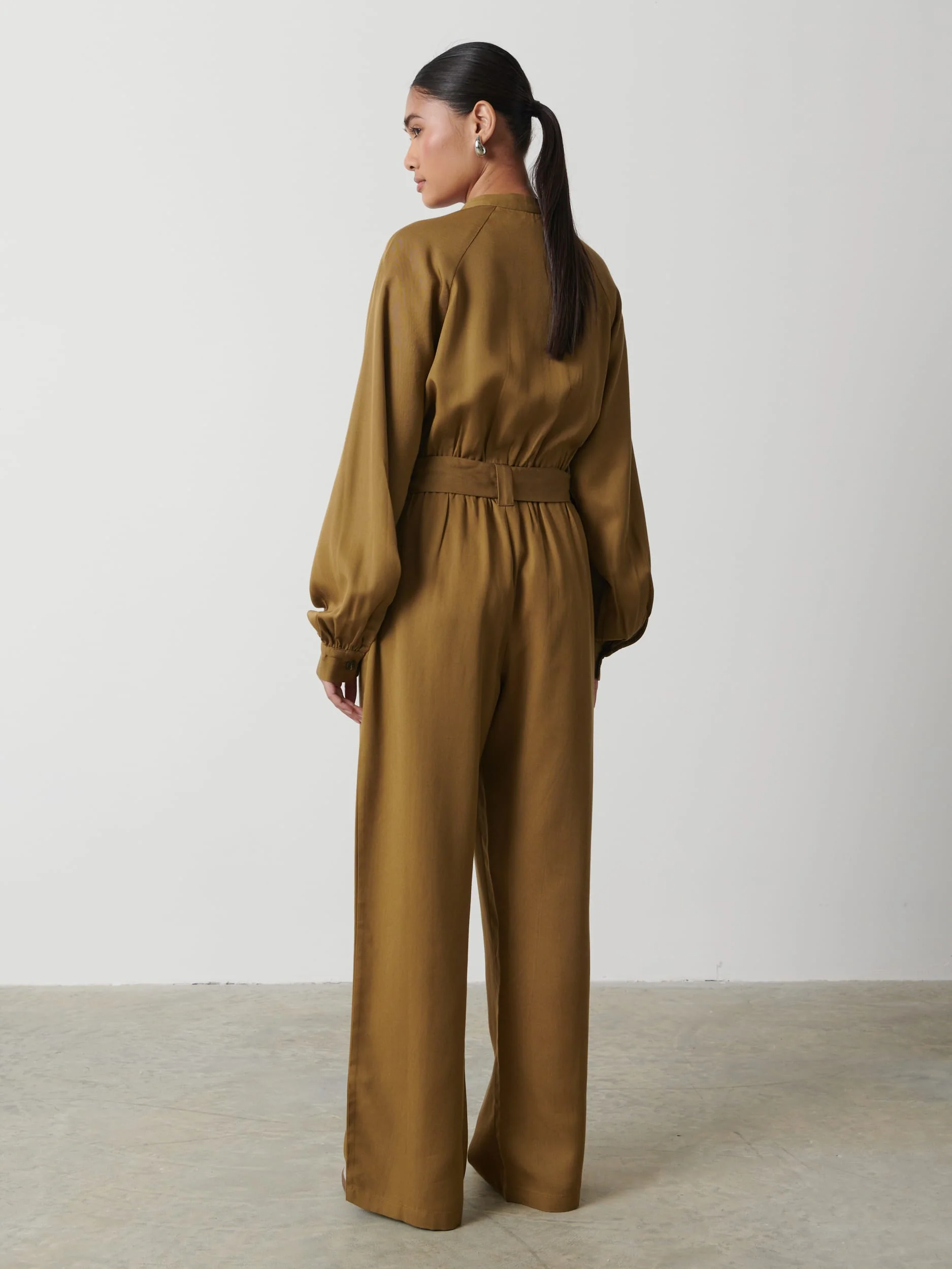 Brooke Belted Jumpsuit - Khaki - Image 3