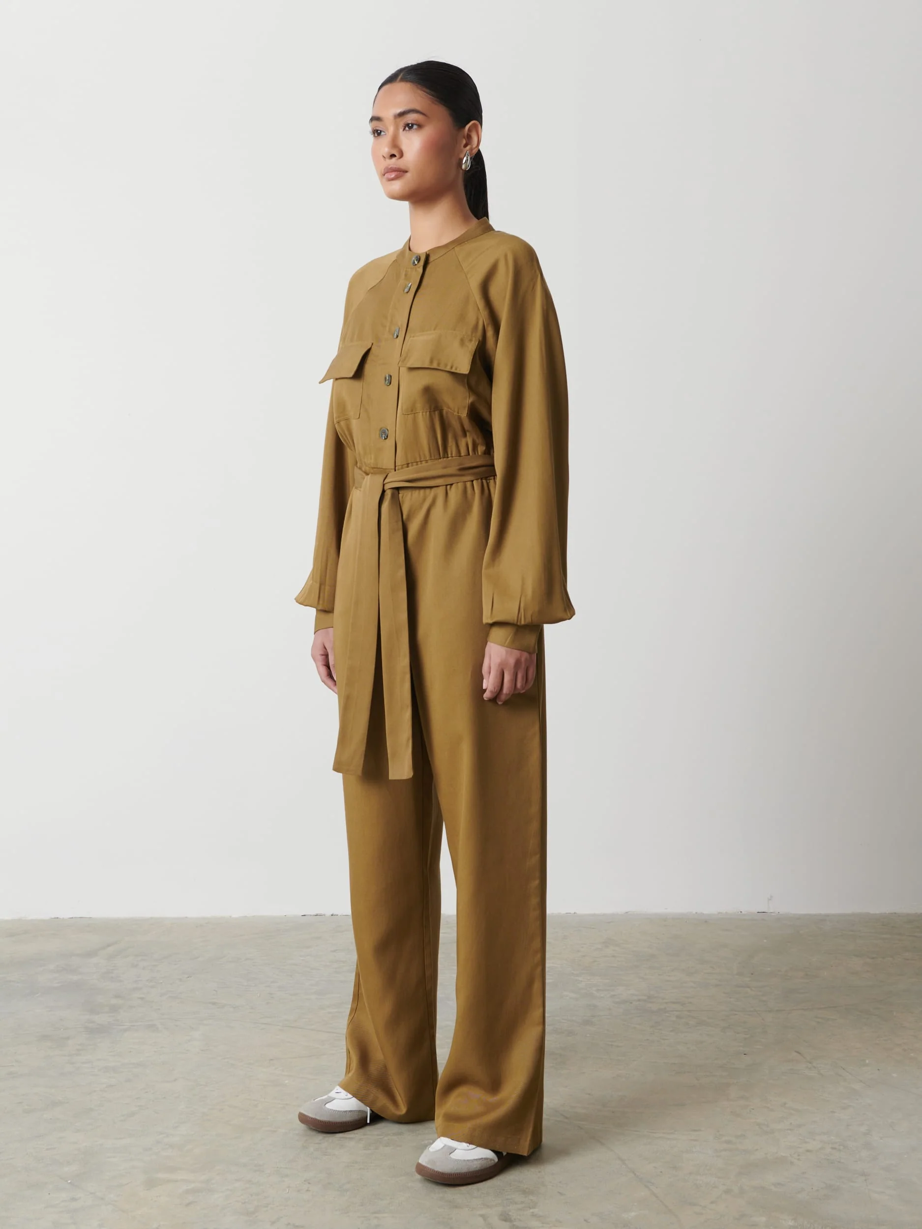 Brooke Belted Jumpsuit - Khaki - Image 4